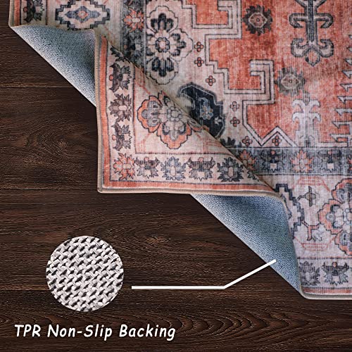 vivorug Runner Rug 2'x8' Vintage Washable Non-Slip Runners for Hallways Kitchen Entryway Laundry Room Carpet Hallway Runner Orange