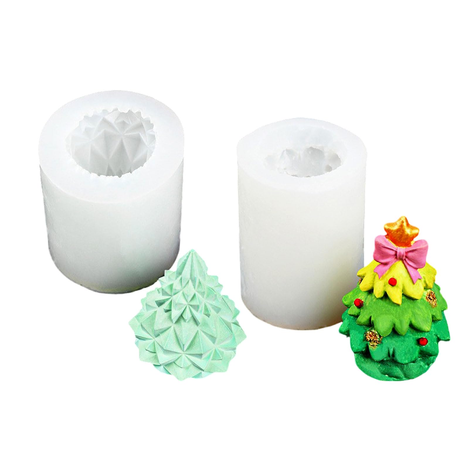 2pcs Silicone Candle Mould, 3D DIY Christmas Baking Molds for Making Candle, Soap, Candy, Chocolate, Cake or Ornament