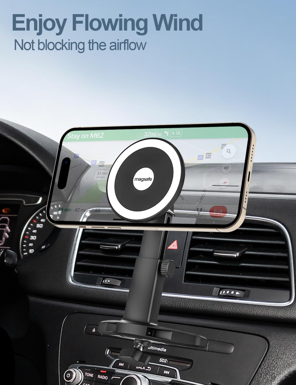 Se adapta a la ranura de CD MagSafe para coche [20 imanes fuertes] Soporte magnético para teléfono para reproductor de CD de coche, accesorios de coche, soporte magnético para teléfono celular