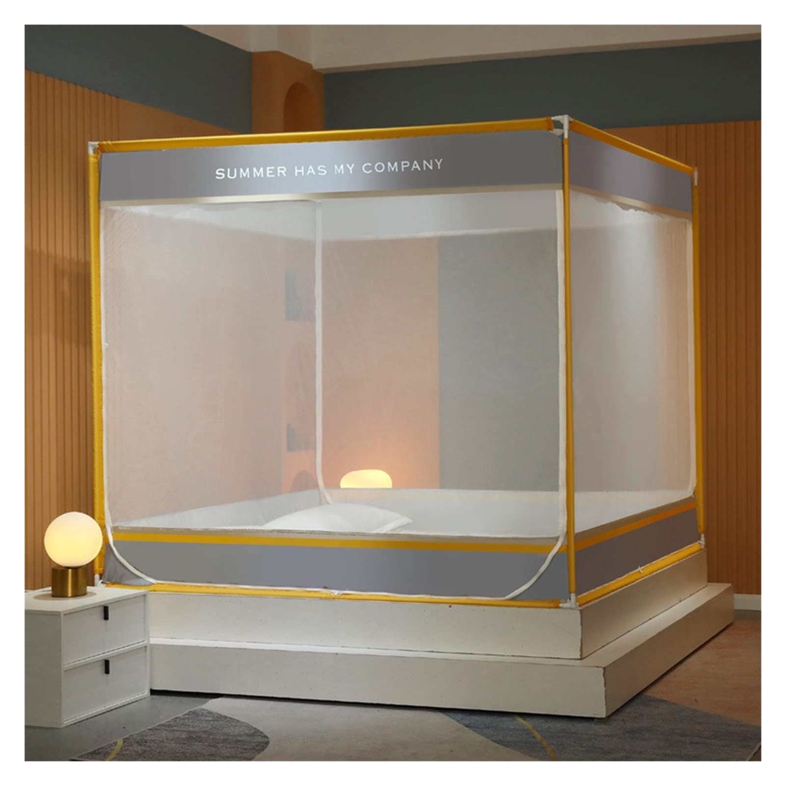 Moustiquaire de lit pliable grise à trois portes pour le voyage et camping