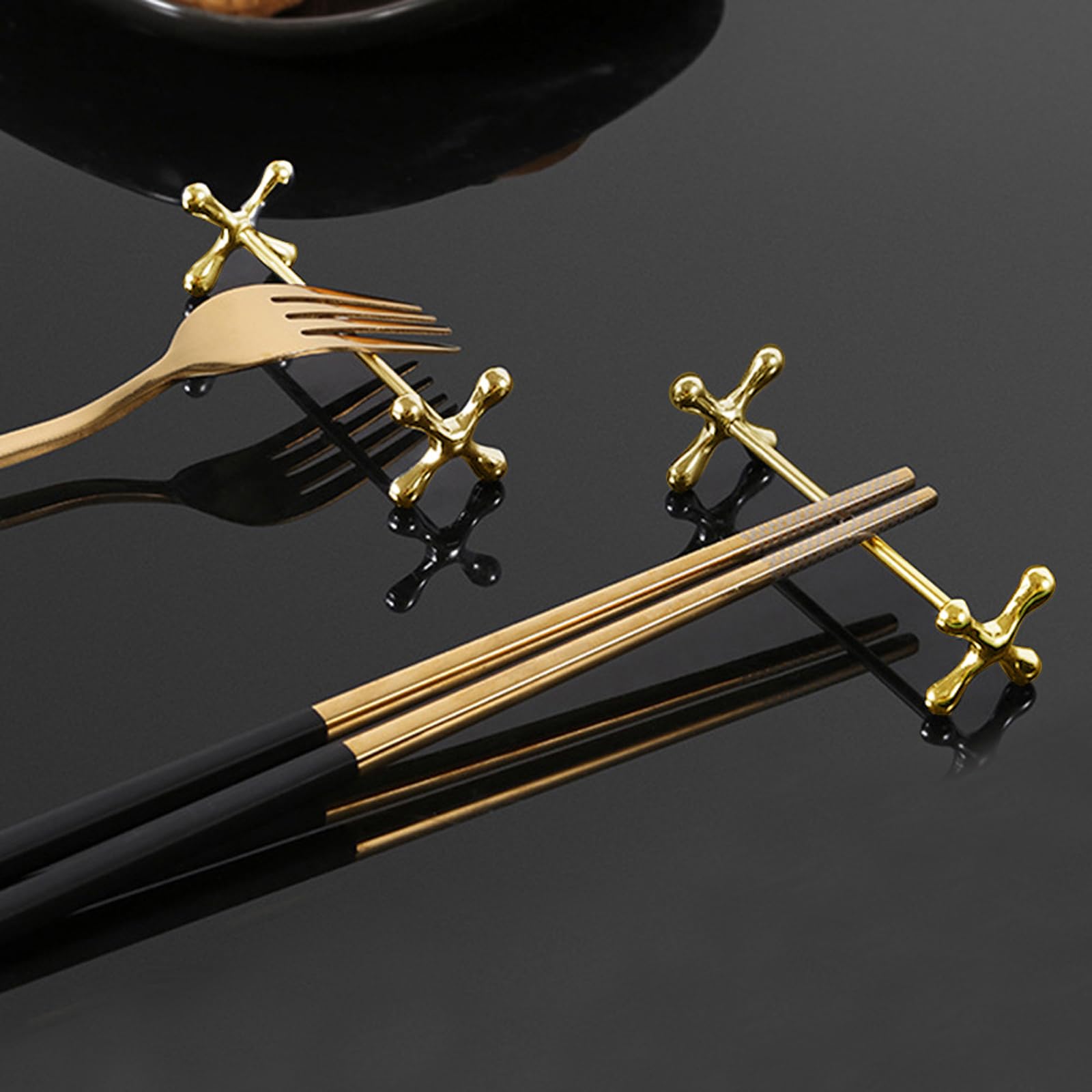 Repose-Baguettes, Support pour Baguettes de Restaurant en Acier Inoxydable, réutilisable, avec Couteau de Table et Support pour Couverts Chinois.