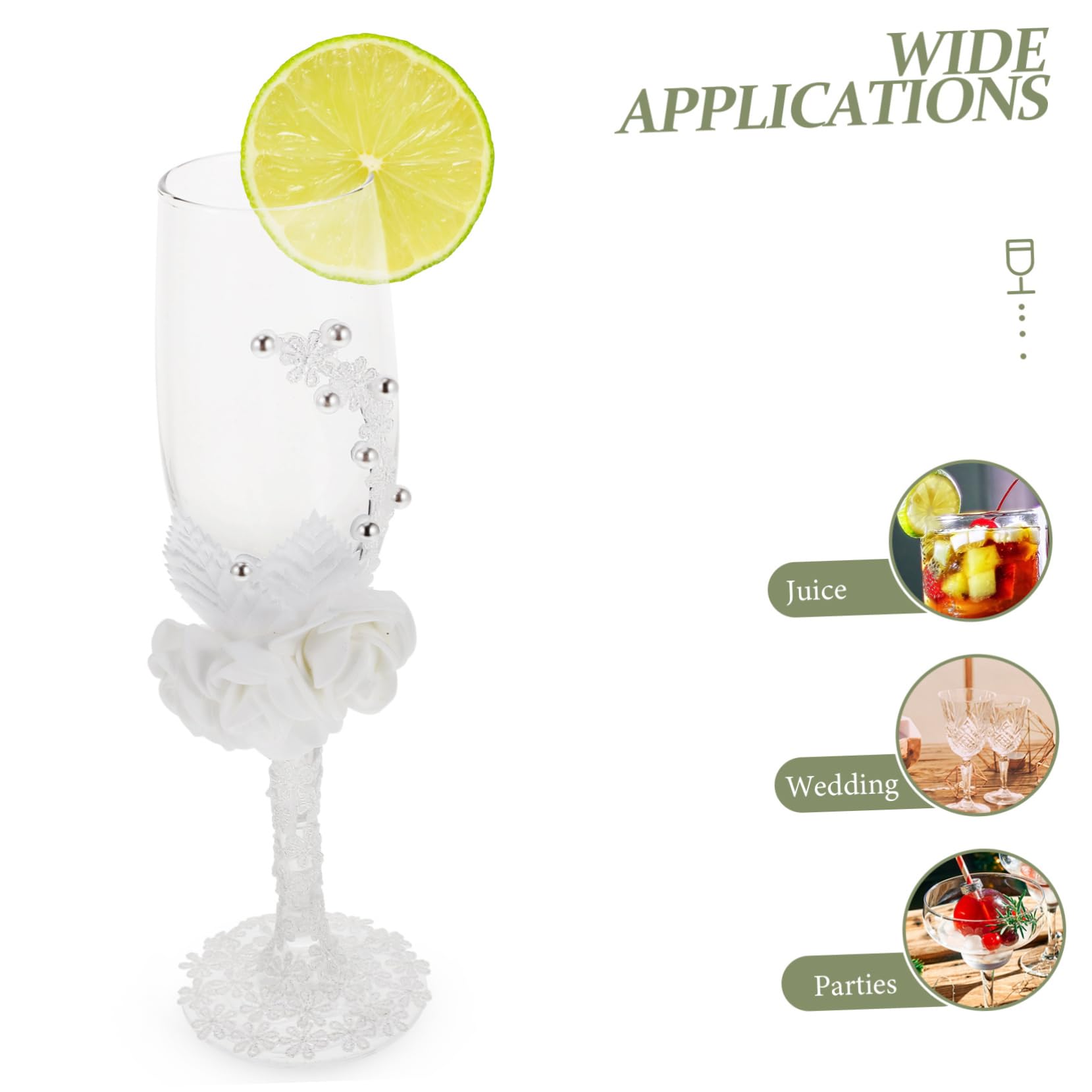 Amosfun Verres à Verres à vin de Mariage Fleur de Perle gobelets à vin romantiques pour Cadeau de Mariage fête de fian?ailles