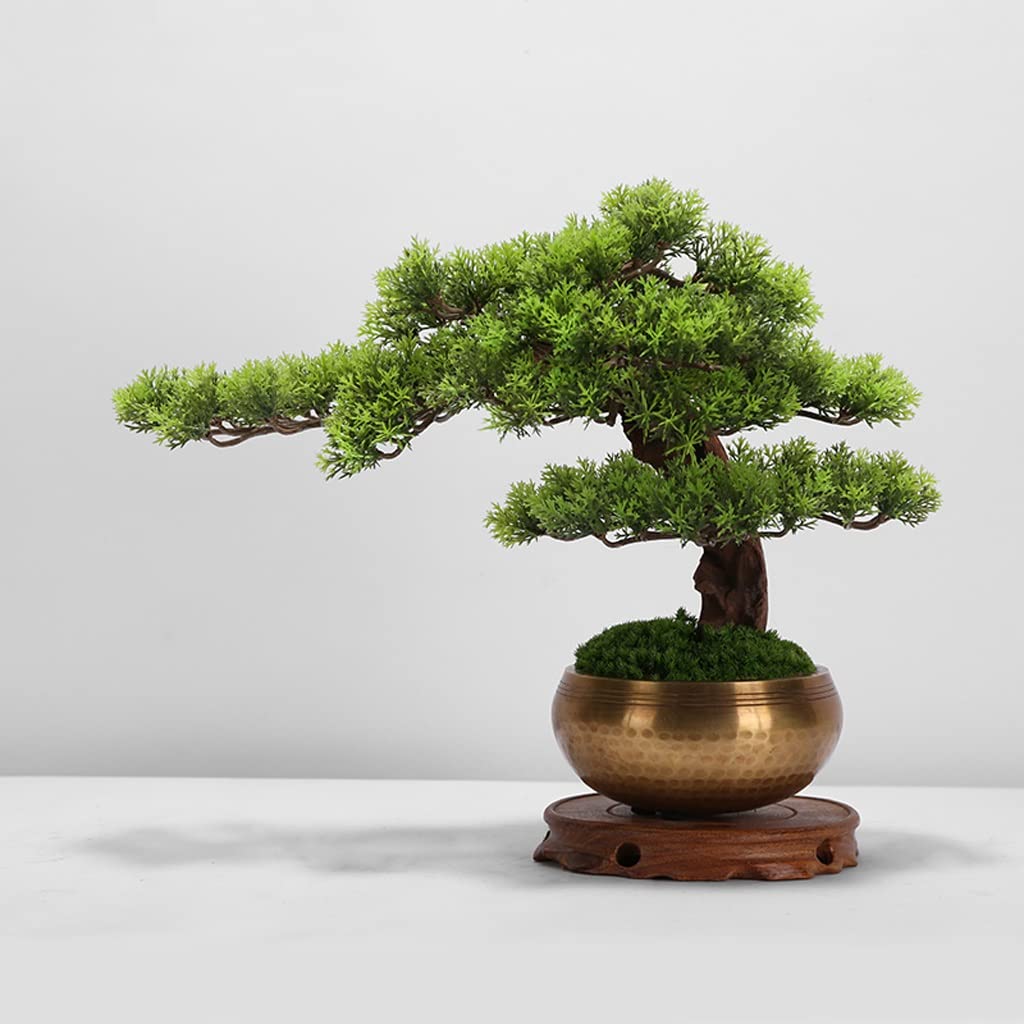 COSTWAY Albero Artificiale 90 CM, Cipresso Finto da Interno ed Esterno con Tronco in Rattan e Vaso Riempito di Cemento, Pianta Artificiale Realistica da Casa, Ingresso e Ufficio