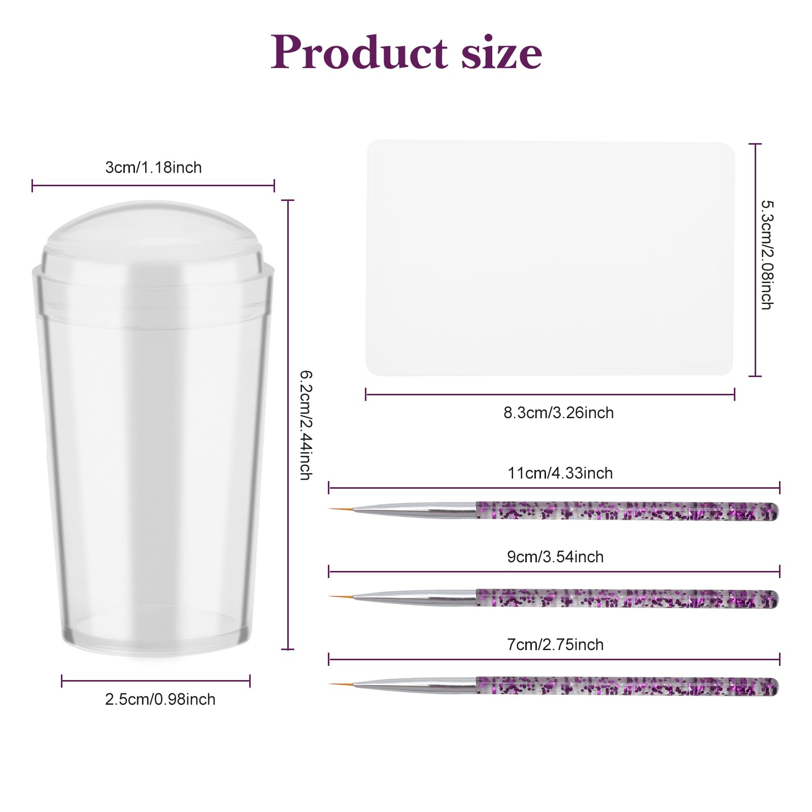 5 PCS Pinceles para Estampar Uñas,Estampador de Silicona con Rascador, 3 Pinceles para Nail Art Juego para Uñas Francesas Herramienta para Estampar Uñass para el Hogar y Los Viajes Diseño de Uñass DIY