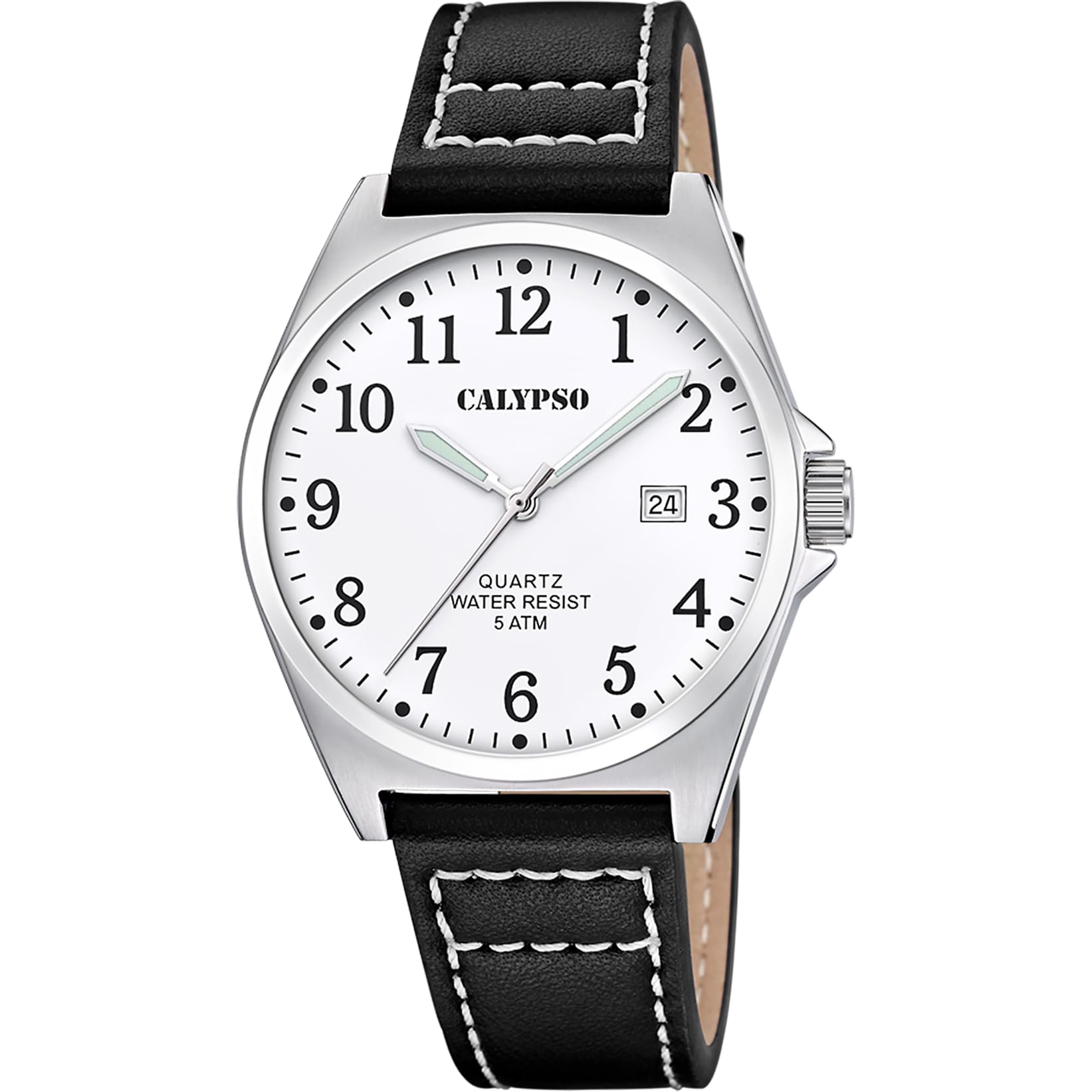 Calypso K5868/1 Mens Stainless Steel Watch with Leather Strap