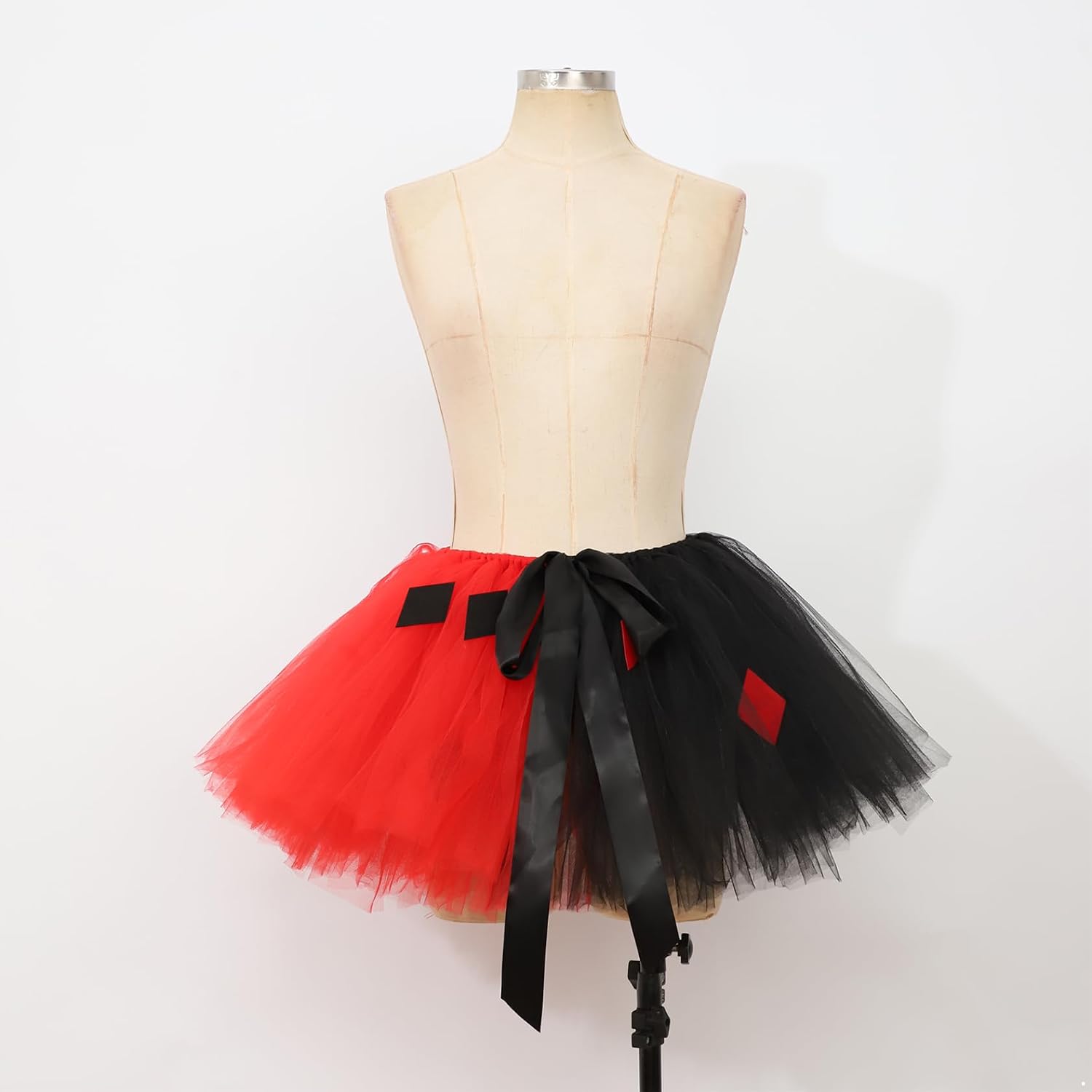 Jugaoge Girls Cute Tutu Mesh Skirt Self-Tied Ribbons with Clown Headband for Halloween Themed Party Role Play