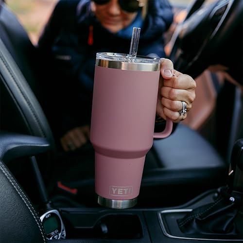 Miniatura 320 de YETI Rambler - Vaso de viaje con asa y tapa con popote, 35 onzas, vaso de agua de viaje, con asa, acero inoxidable, color blanco