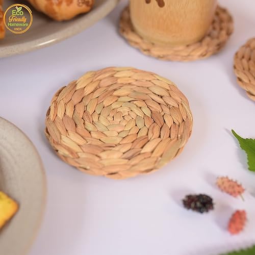 Miniatura 4 de 12 posavasos para bebidas, posavasos de jacinto de agua para mesa de café, Porta Vasos para Mesa, bonito juego de posavasos tejidos para mesa de