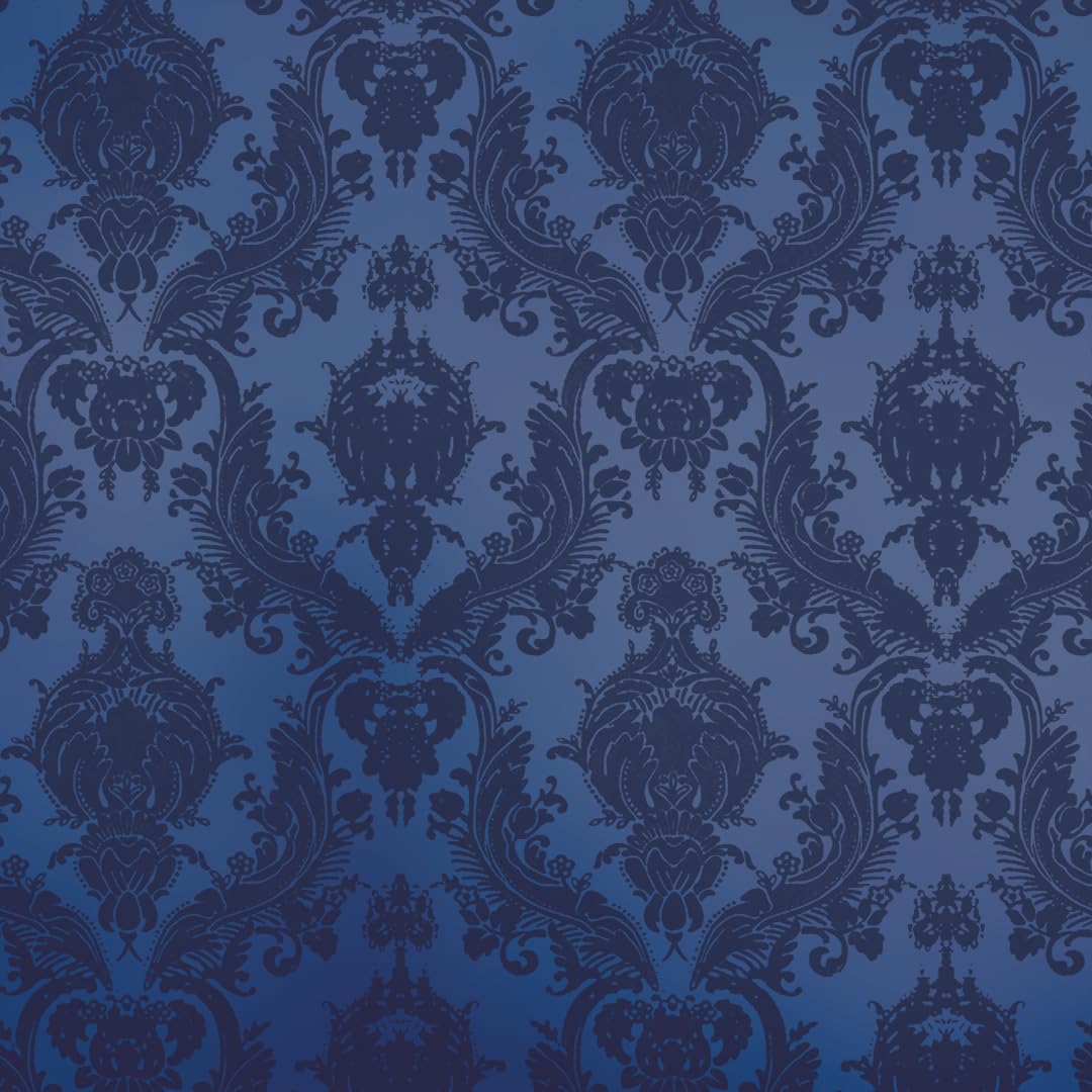 Tempaper Textured Metallic Blue Damsel Removable Peel and Stick Damask Wallpaper, 20.5 in X 16.5 ft, Made in The USA