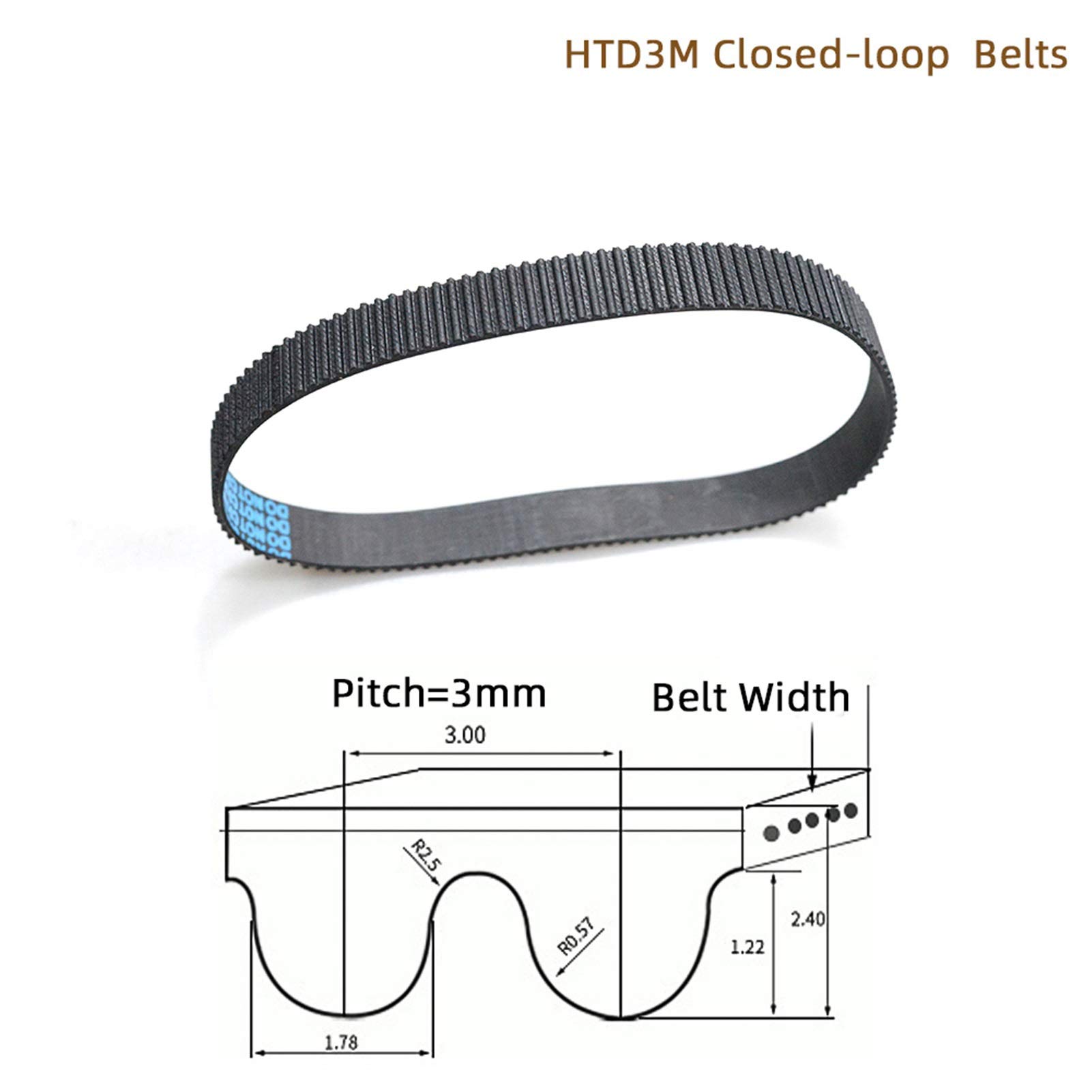 ZHaonan-cinghia di distribuzione HTD3M sincrona Cintura, larghezza 5/6/9/15 / 30mm, HTD3M-162 cinghia dentata, lunghezza 162 millimetri, 54 denti, Arco cinghia dentata, Cinghia Pitch = 3mm Parti di ri