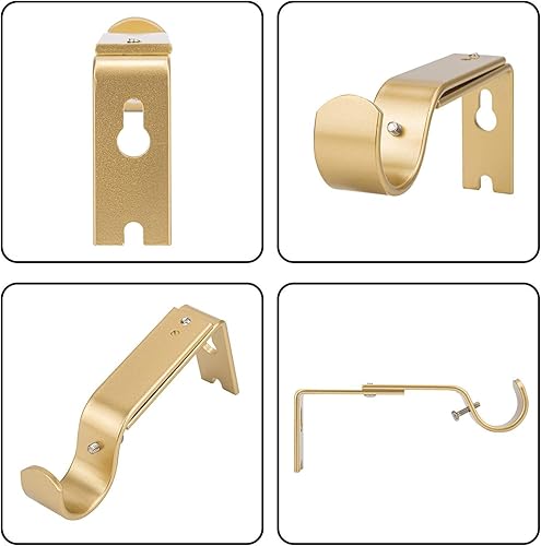 Miniatura 6 de Ycolnaefllr Juego de 3 soportes de barra de cortina ajustables dorados, soportes de barra de cortina para colgar soportes resistentes para barra de
