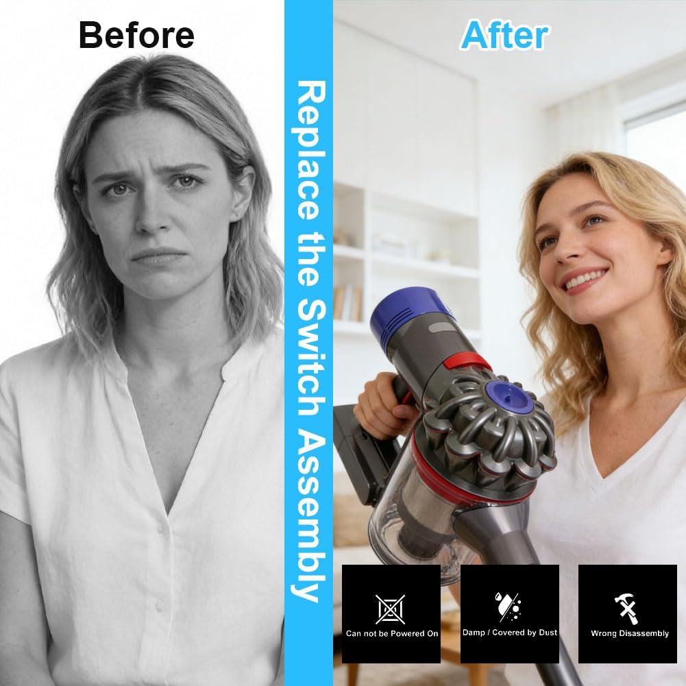 Switch Button Assembly and Trigger Replacement Parts Compatible with V11 SV14 Vacuum Cleaner Power Button Replacement Parts