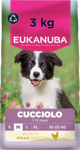 EUKANUBA Cibo secco per Cuccioli con pollo fresco per razze di taglia media - Alimento secco premium per Cani giovani, 3 kg