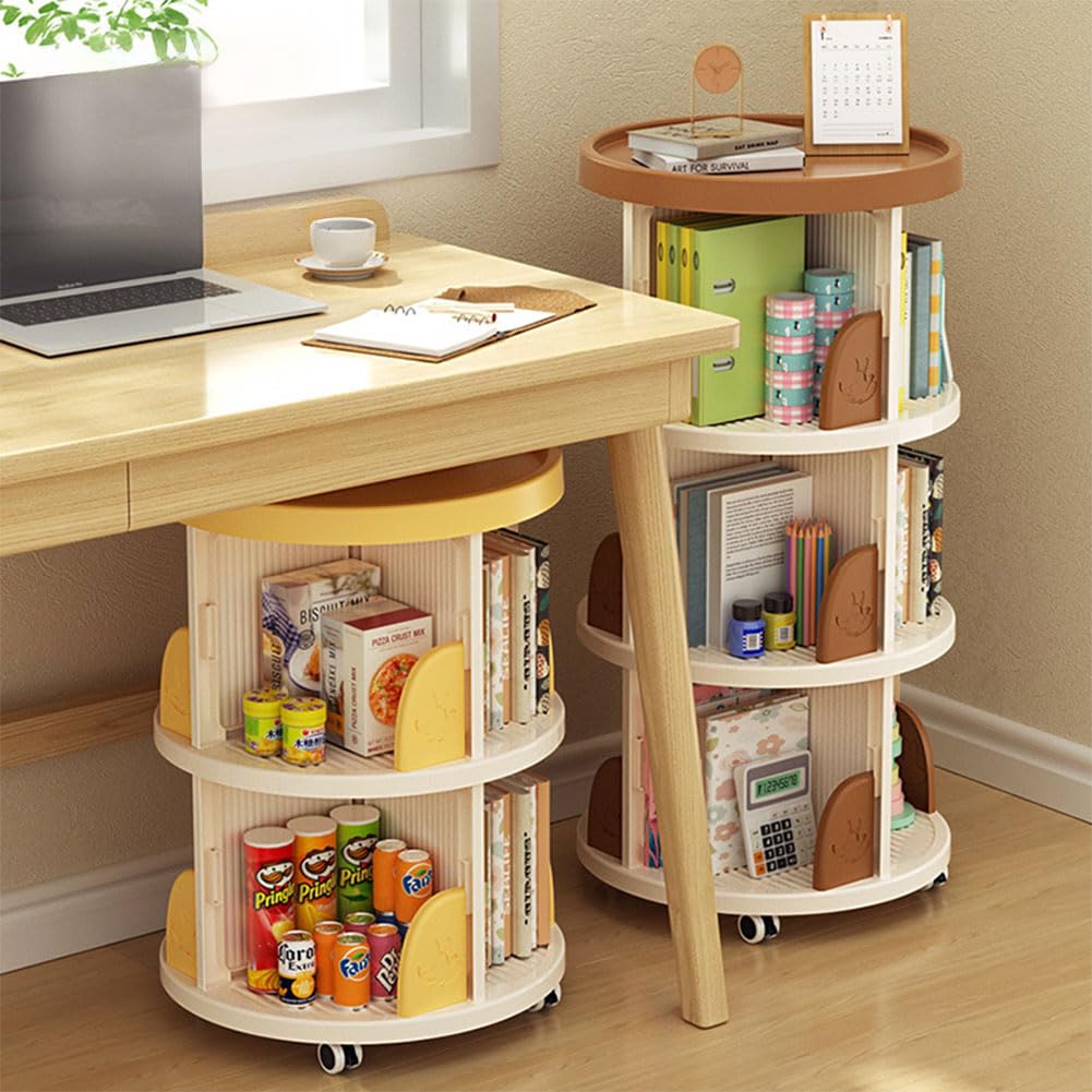 Amazon｜本棚 回転式 2段 直径46CM*高さ64CM A4紙が入る高さ コミック