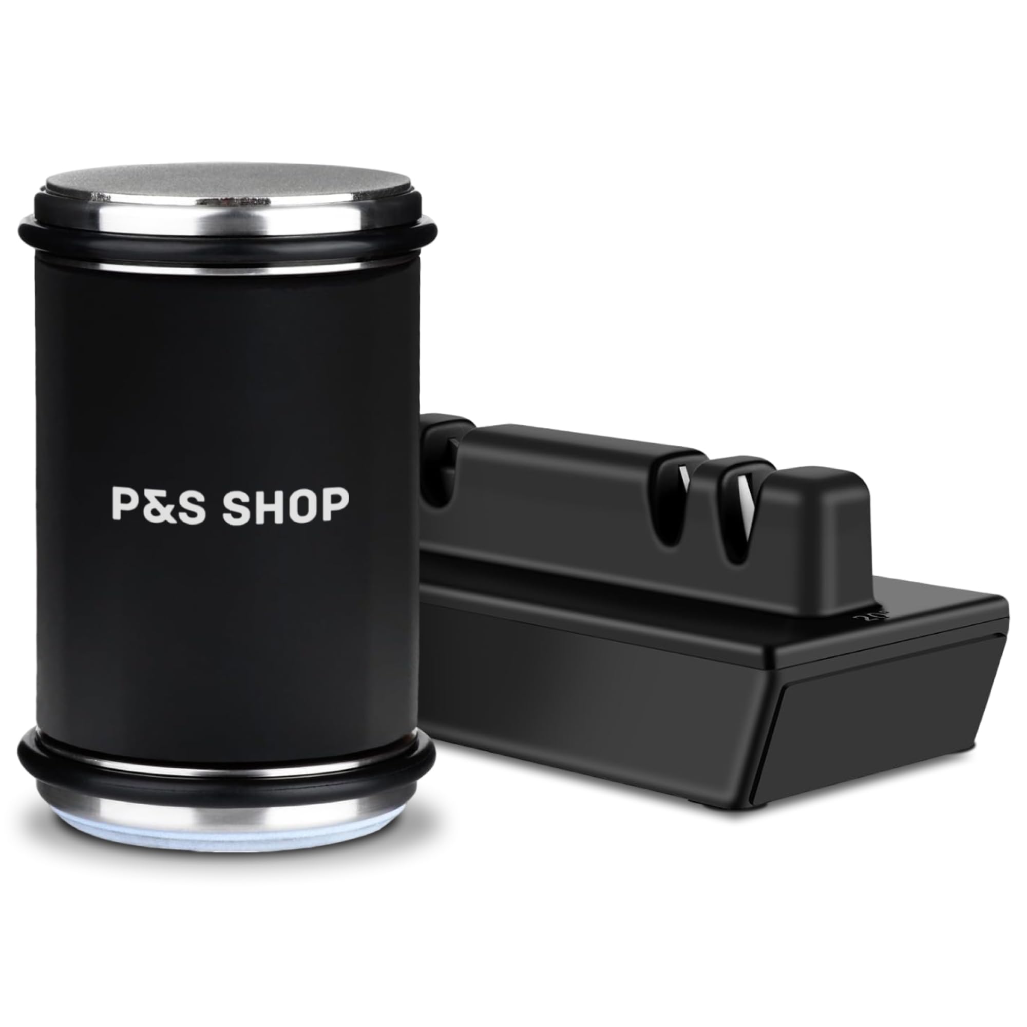 Rolling knife sharpener kit 15&20 Degree Angles, Rolling knife sharpener with leather strop, Knife sharpening with Angle Base for Kitchen Knives, Chef Knife, Scissors, Black rolling knife sharpener