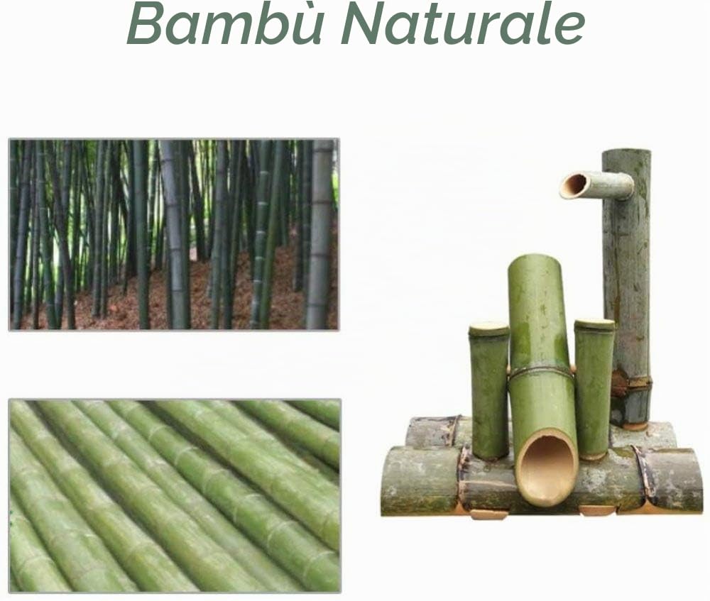 Kit Fontana Di Bambù Fontana Di Bambù Solare Fontana Da Giardino Giapponese Cascata Beccuccio Per Fontana All'aperto 100% Fatto A Mano,Length25cm
