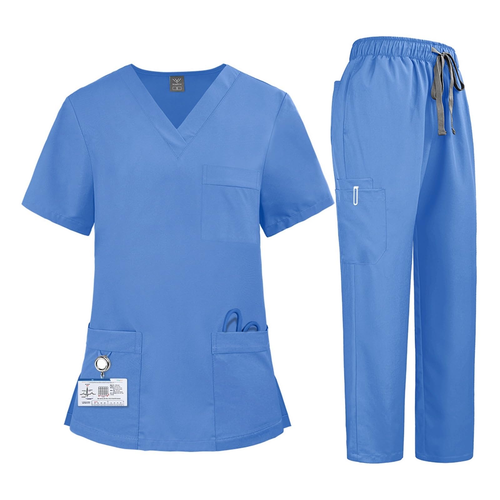 Uniforme De Enfermera Conjunto de dos piezas uniforme médico y enfermero secado rápido for hombres mujeres(Color12,S)