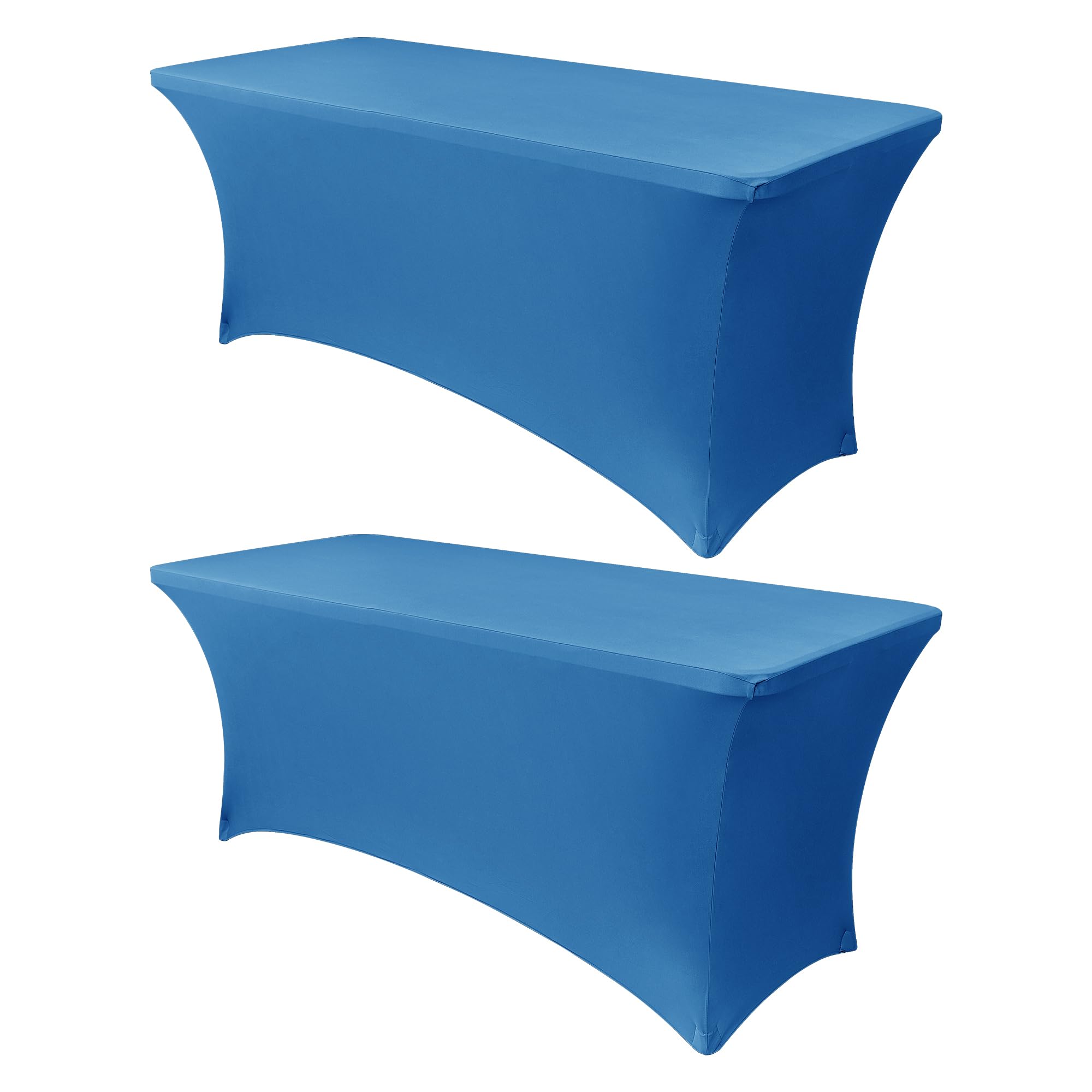 Obstal 6ft Stretch Spandex Table Cover for Standard Folding Tables - 2 Pack Universal Rectangular Fitted Tablecloth Protector for Wedding, Banquet and Party,72L x 30W x 30H Inches, Aqua, 2pc