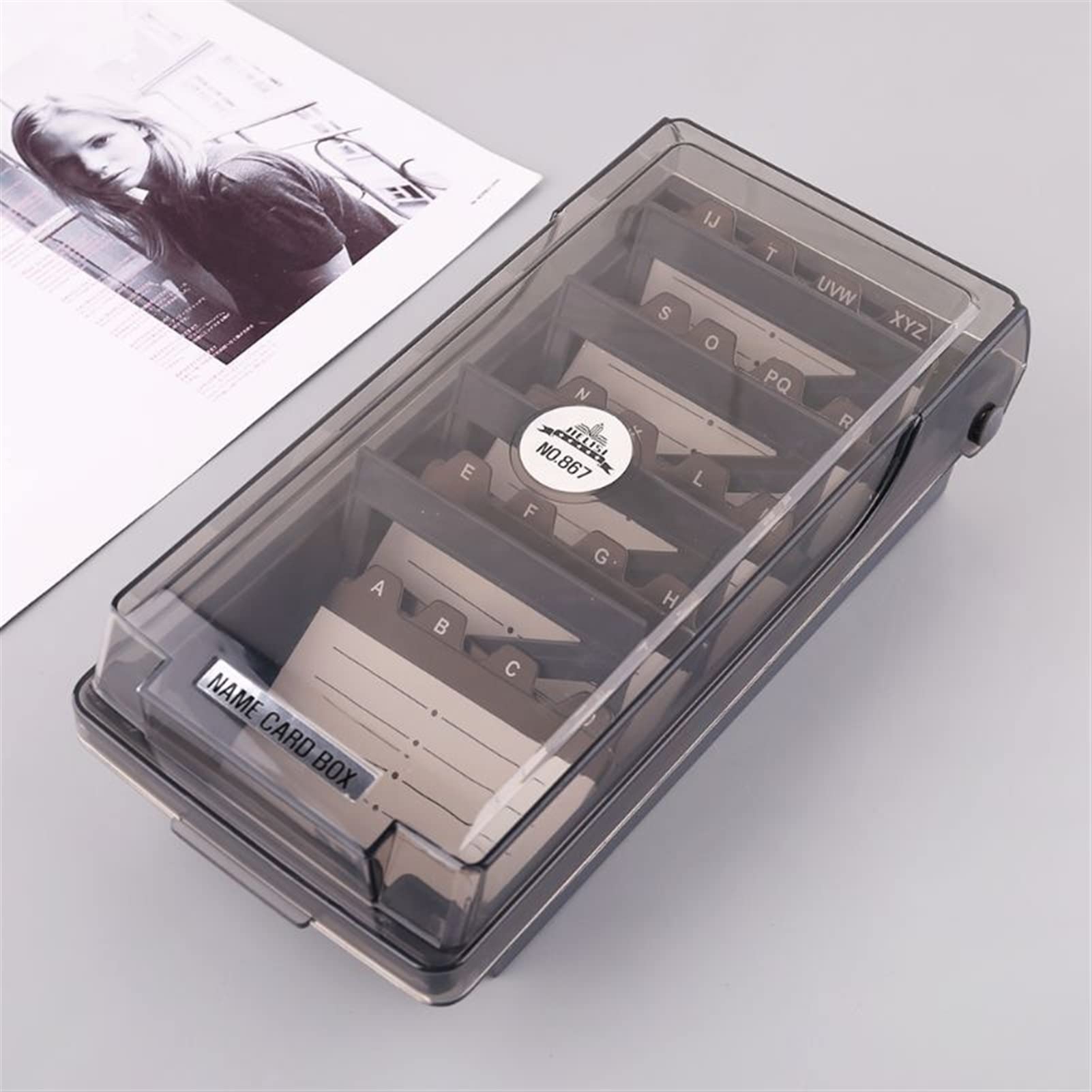 TOMYEUS Etui na wizytówki duża pojemność rozdzielacz zakładki indeksowe etui na wizytówki pudełko do przechowywania wizytówek stojak na wizytówki biurowy pulpit z imieniem organizer na wizytówki