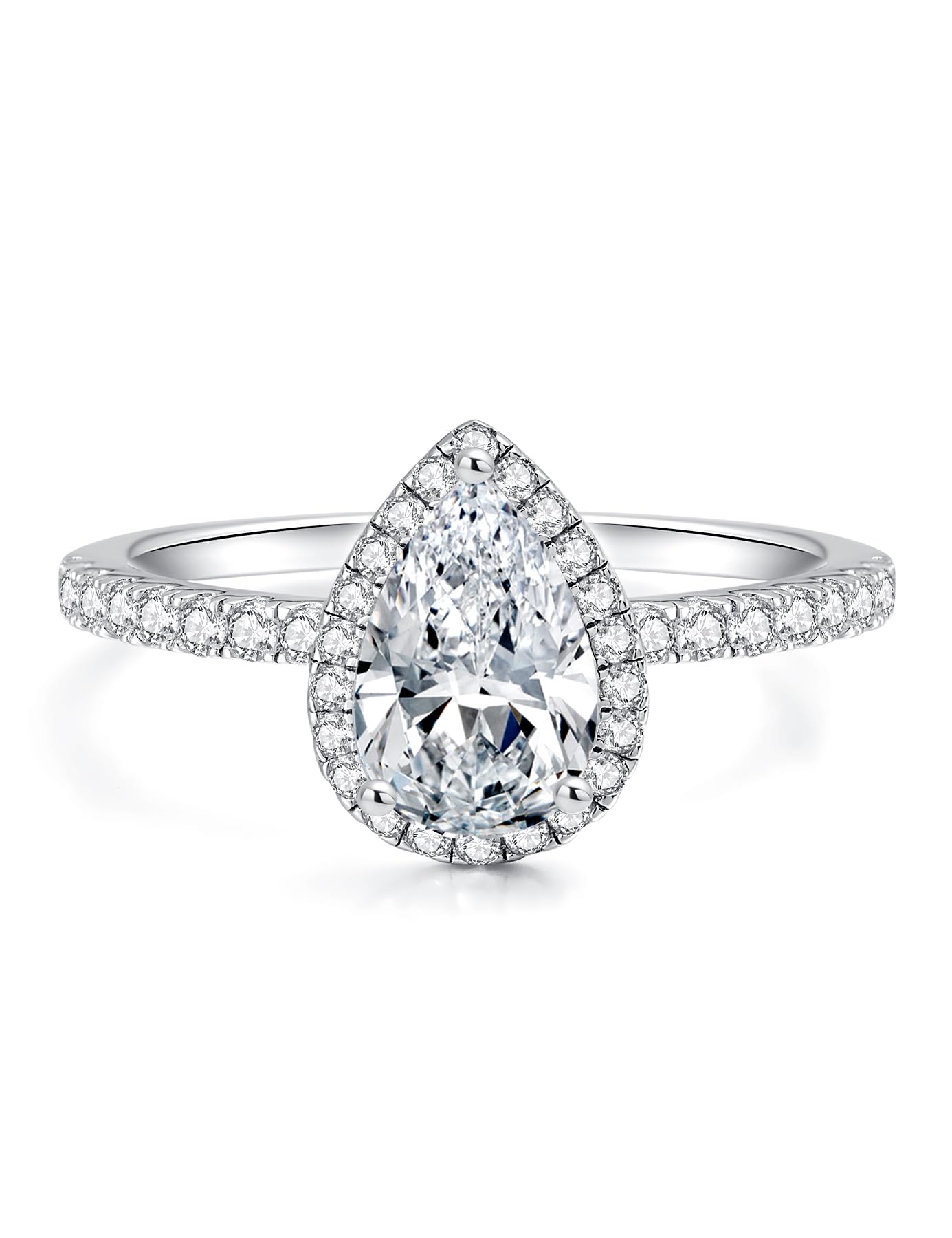 Solitaire Engagement Rings for Women Halo Ring Promise Rings for her Sterling Silver plated with 18K White Gold Rings for Women 1.64ct D Color VVS1 Clarity Moissanite Size 4-11