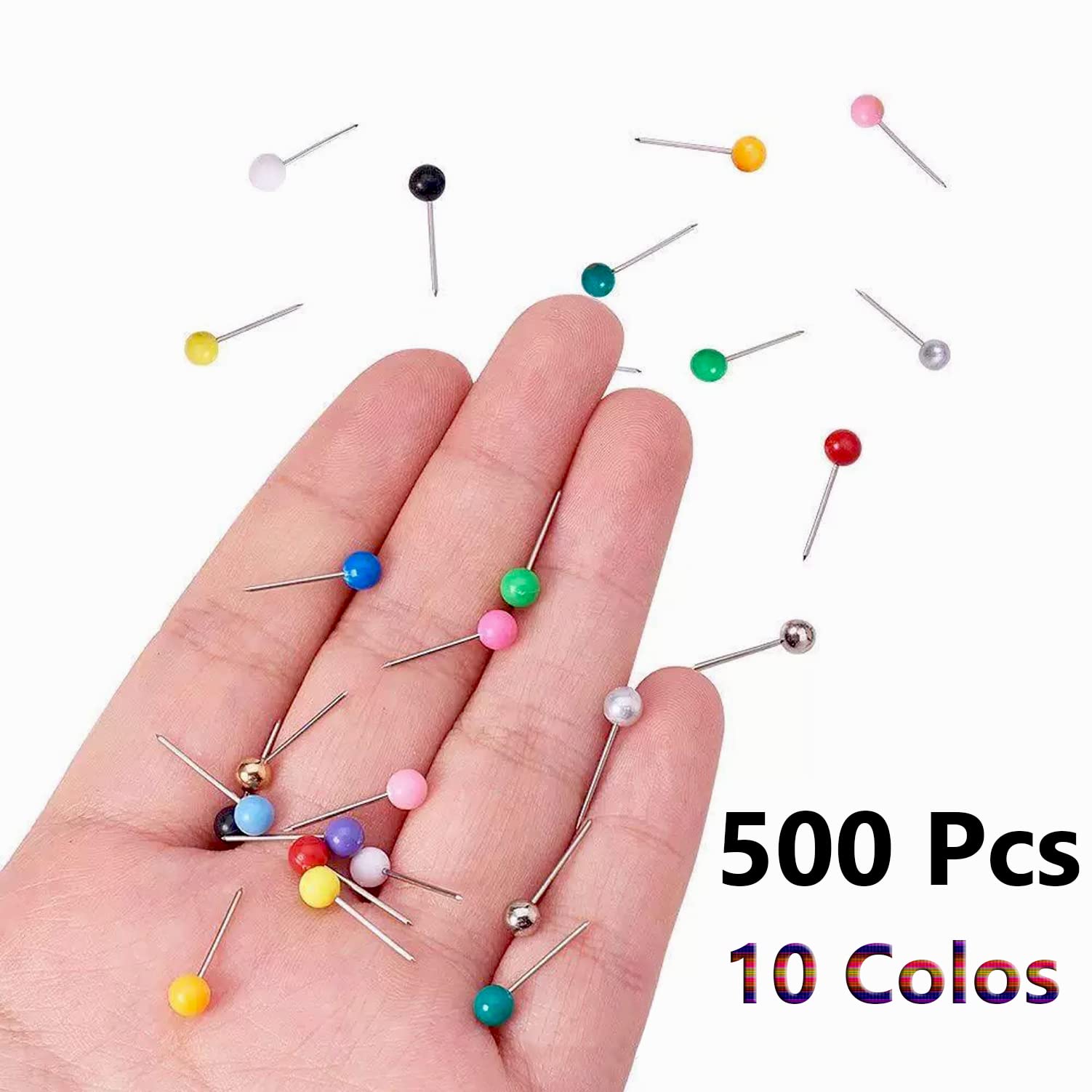 Buy 500 PCS Multi-Color Map Push Pins Map Tacks Plastic Round Head ...