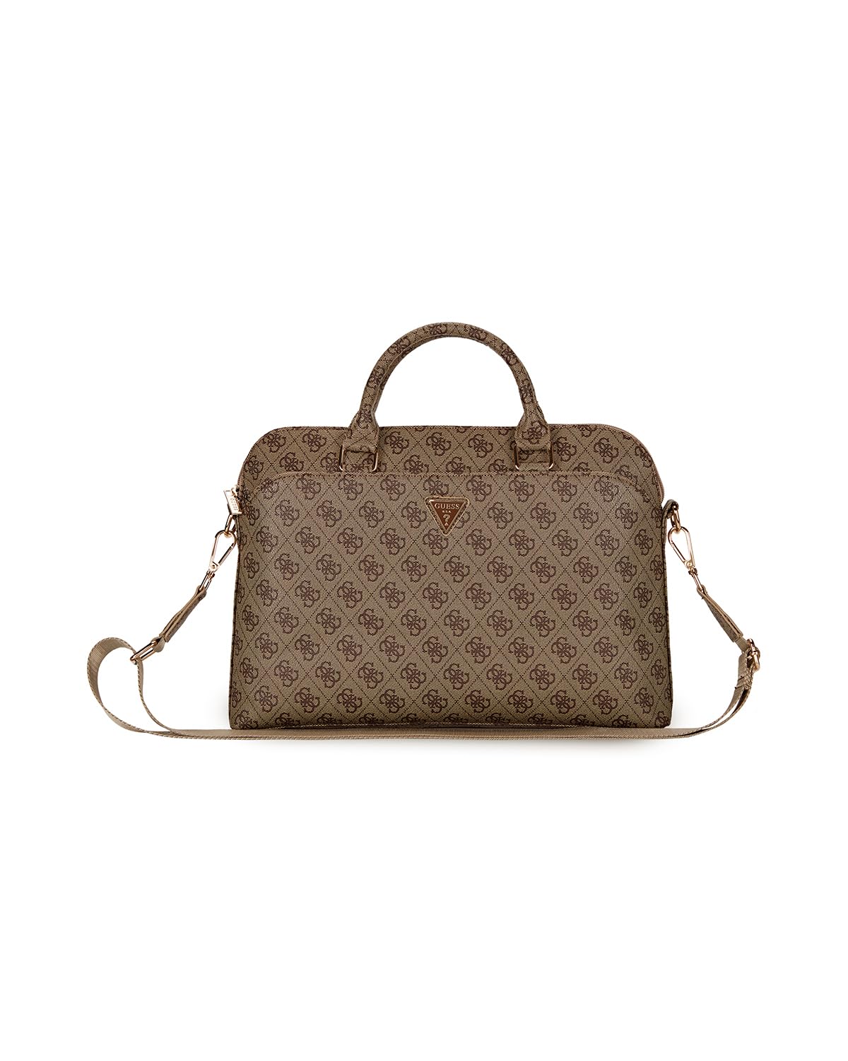 CG MOBILE Funda para portátil Guess 4G con cremallera y logotipo triángulo de 15 pulgadas (marrón)