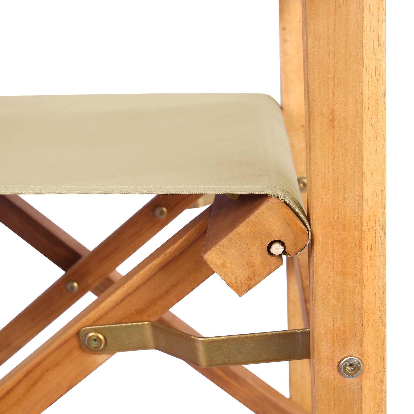 vidaXL Sedia da regista Marrone e Beige Legno di teak solido, Sedia Pieghevole Ergonomica per Giardino, Teak Resistente all'Acqua, Compatta per Esterni, Arredo alla Moda
