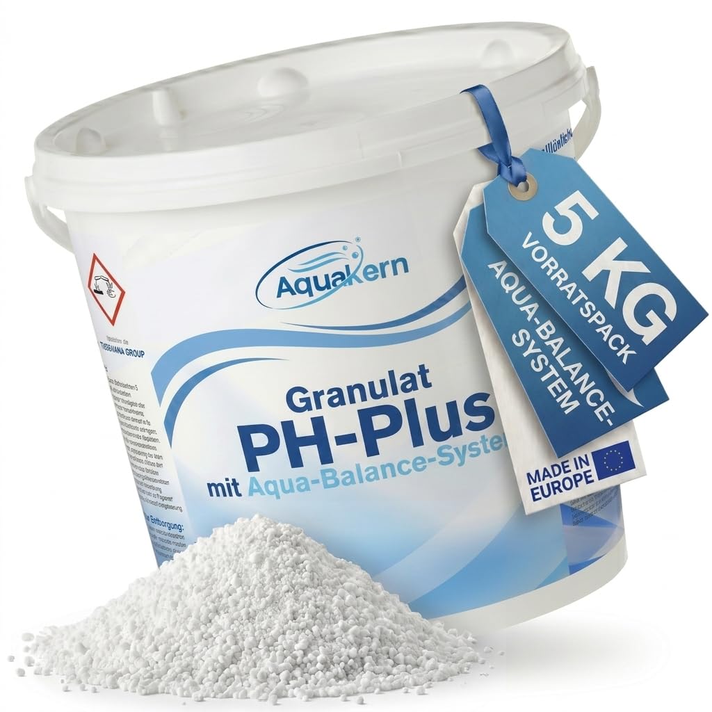 pH Plus Pool Granulat 5KG [mit Aqua-Balance] hebt den pH-Wert | pH Heber für Pool & Whirpool | Made in Europe