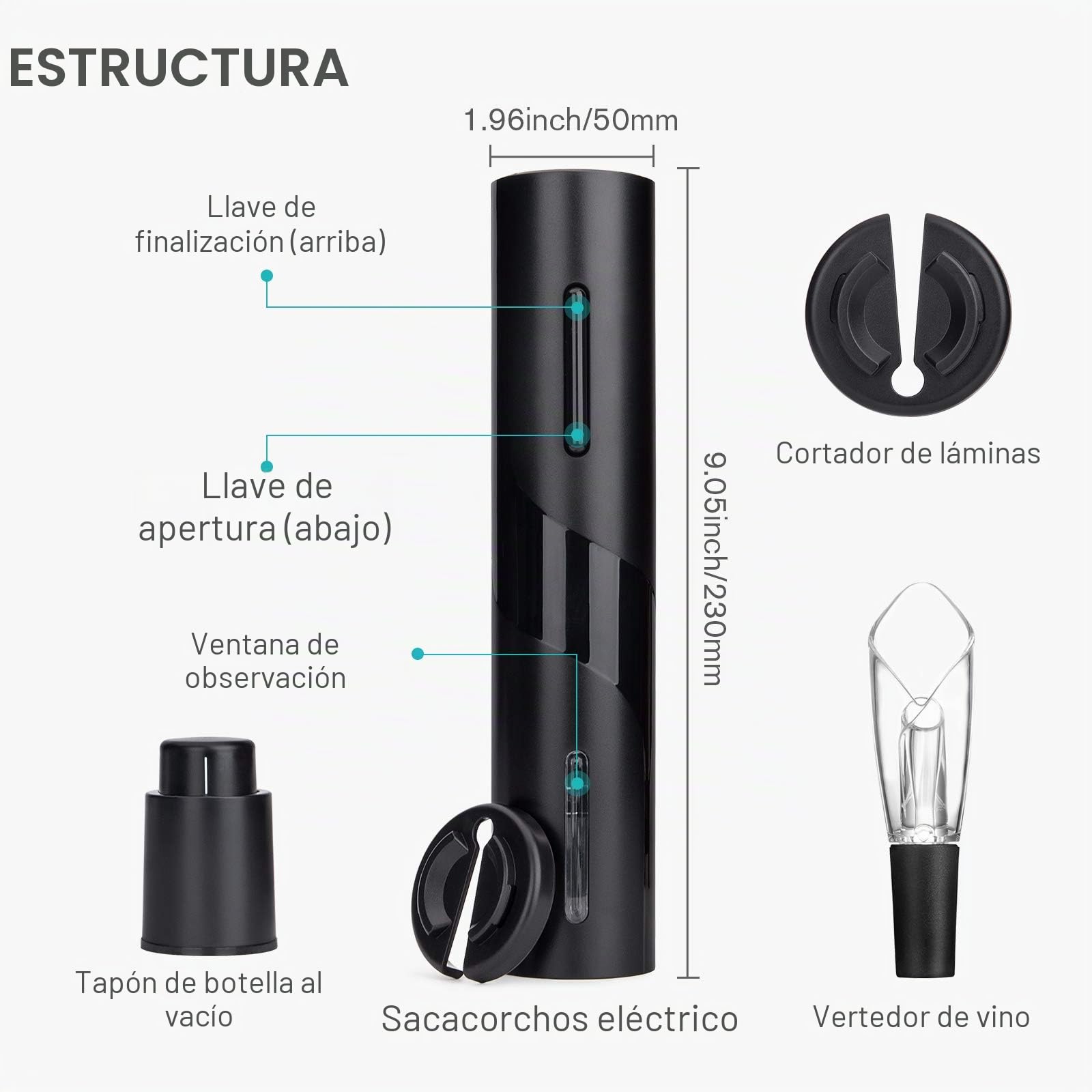 Sacacorchos eléctrico Portátil，Mafiti MD700 Abridor eléctrico de botellas de vino，Ideal para reuniones familiares, bares y regalos (1 pack)