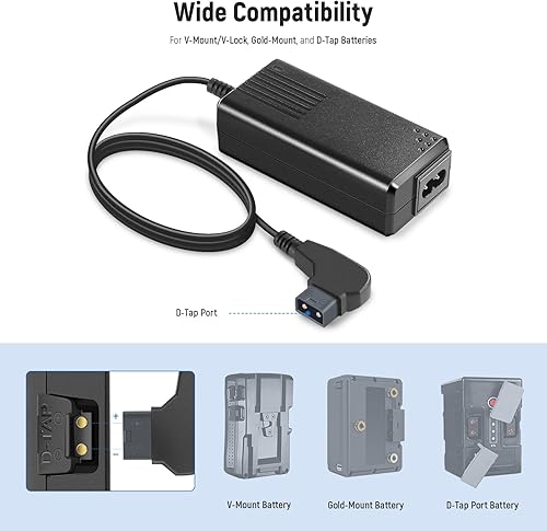 Miniatura 2 de NEEWER Cargador de batería D-Tap con cable D-Tap de 3.3 pies para montaje en V, V-Lockbatería de montaje dorado, compatible con NEEWER BP-95W