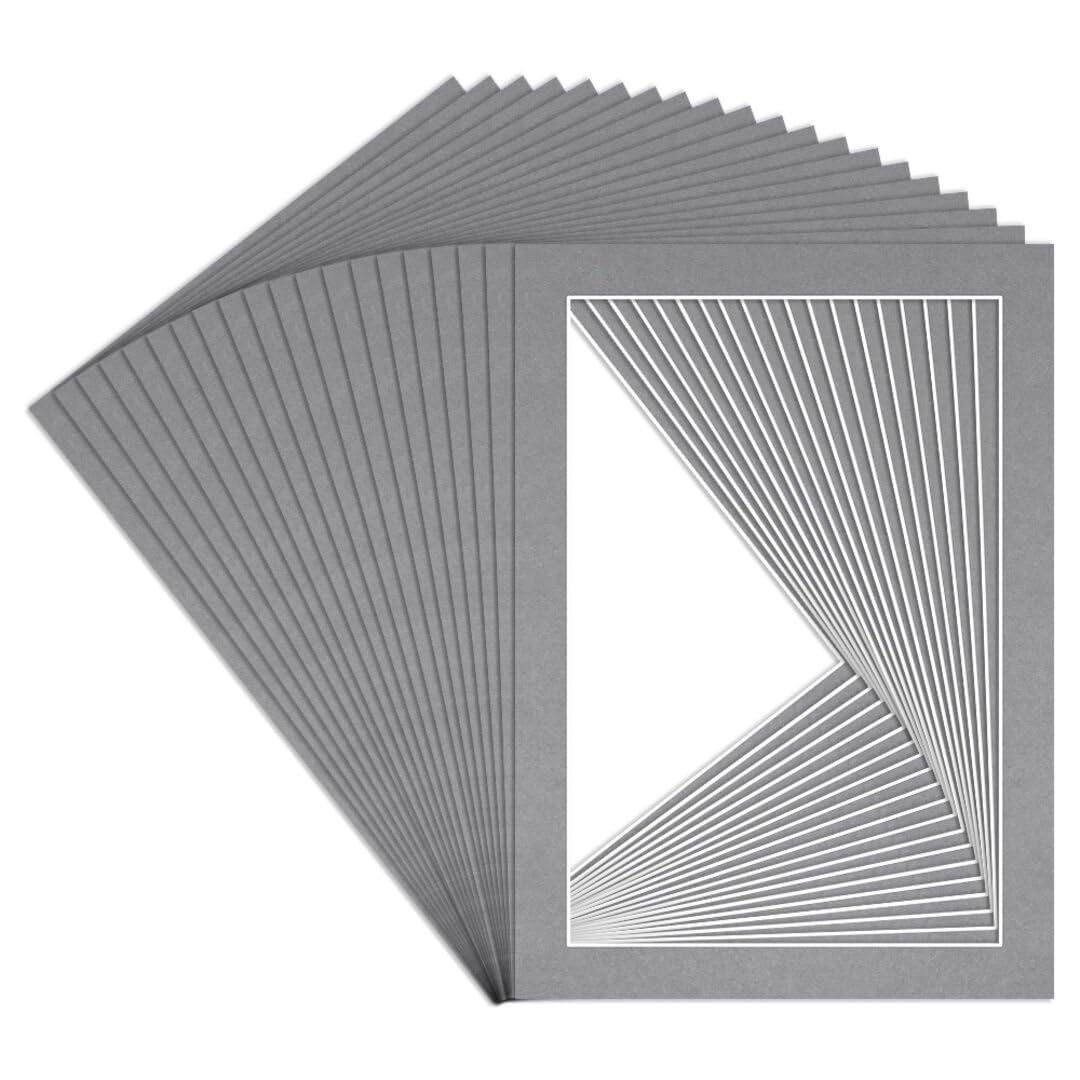 Procut Global 70x50cm Mid Grey Picture Mounts to Fit 60x40cm Aperture - Precision Cut Cardboard Photo Mount - Ideal for Frames, Prints, Artwork & Certificates - Sizes & Colours Available - 20 Pack โ image 1