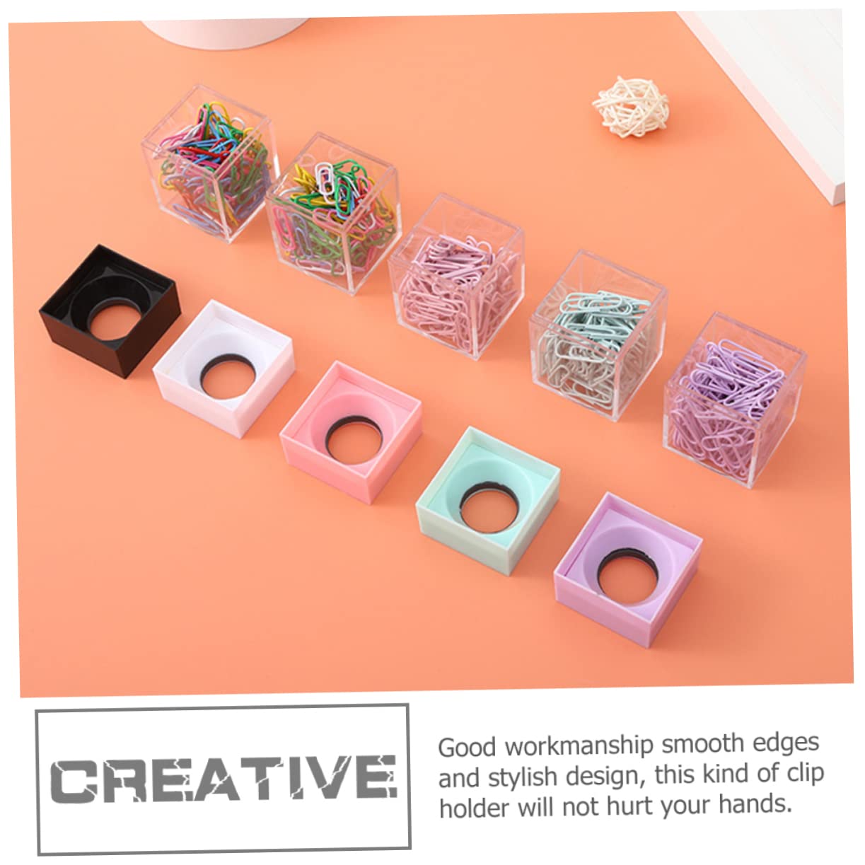 Lurrose 9piezas Contenedor Magnético Para Clips De Papel Transparente Organizador De Escritorio Para Oficina y Escuela