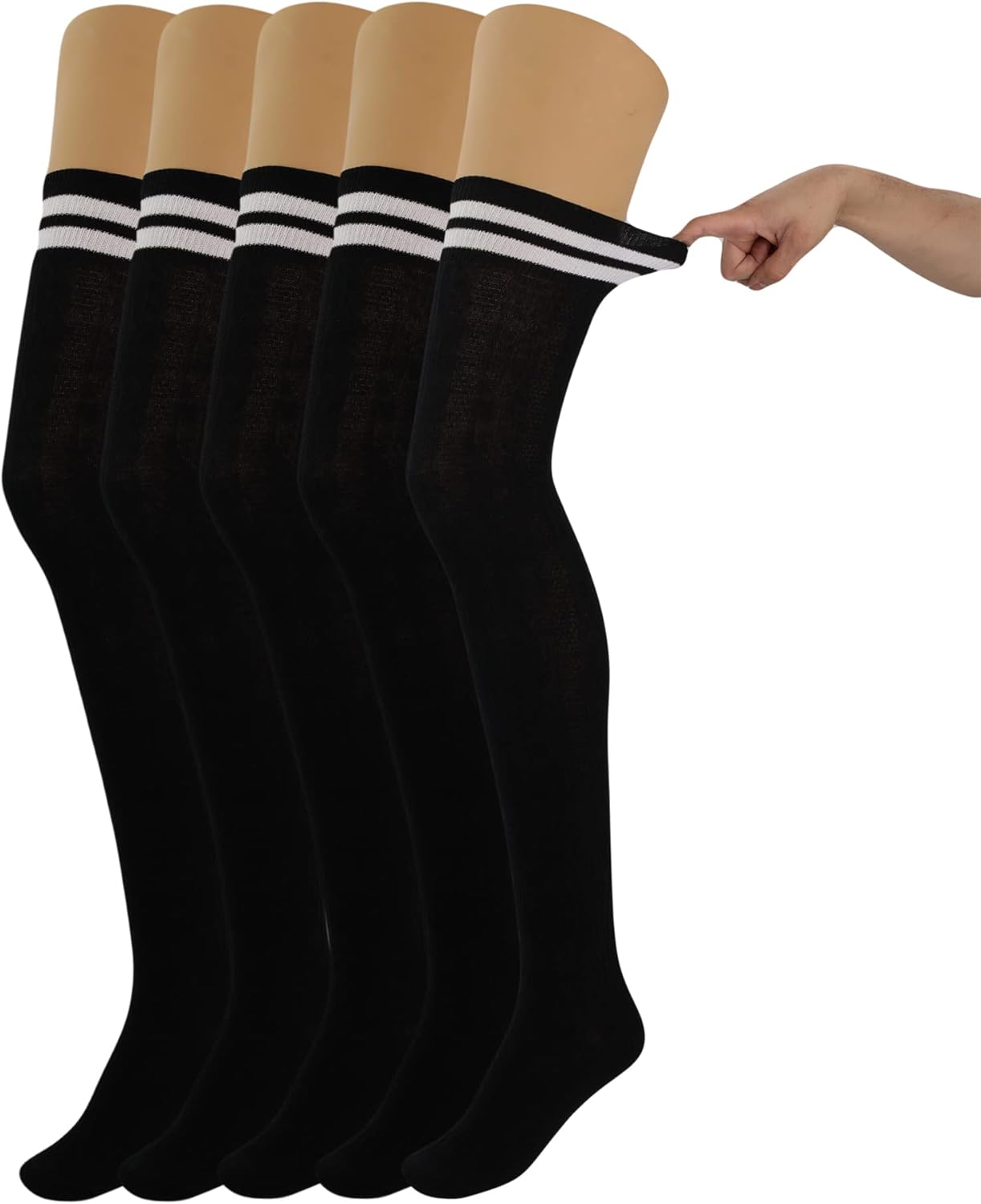 AWS/American Made Thigh High Socks for Women Over Knee Long Socks 5 Pairs Shoe Size 5 to 10