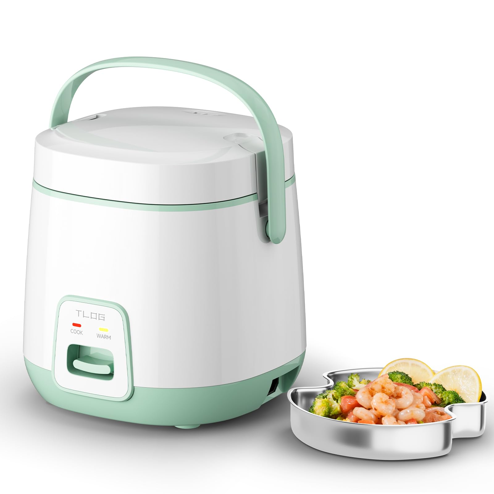 TLOG Mini Rice Cooker 2-Cup Uncooked(4-Cup cooked), Healthy Non-stick  Coating Small Rice Maker for 1-3 People, Portable Travel Fast Cooker