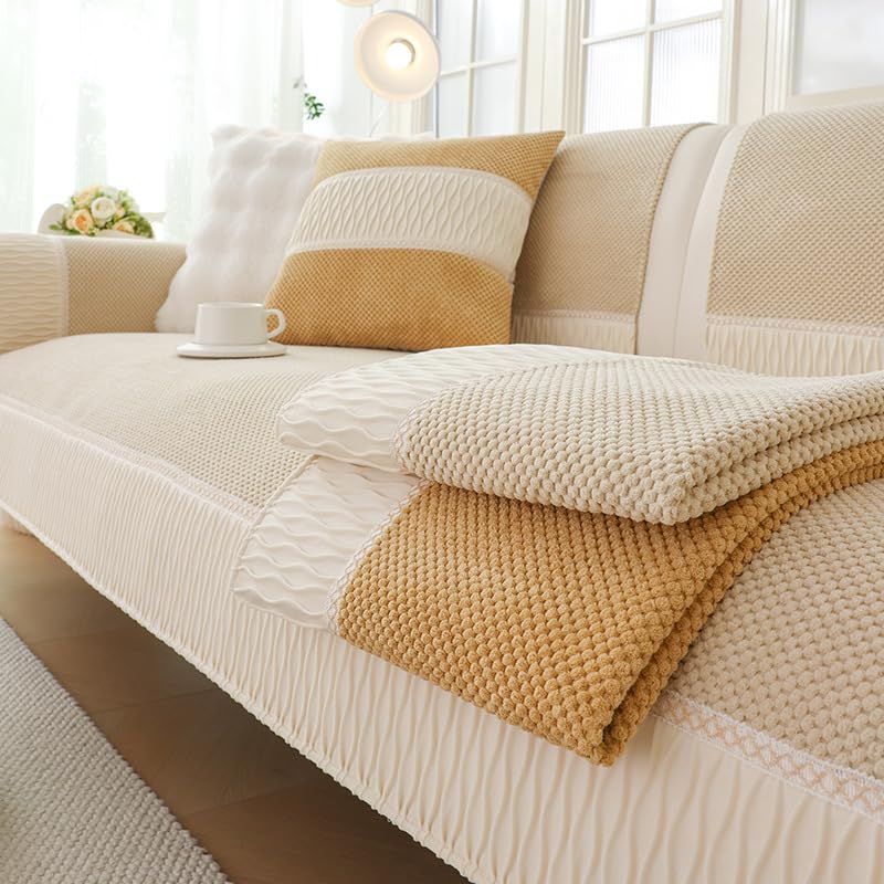 Housse canapé patchwork velours côtelé gris protection antidérapante - 3