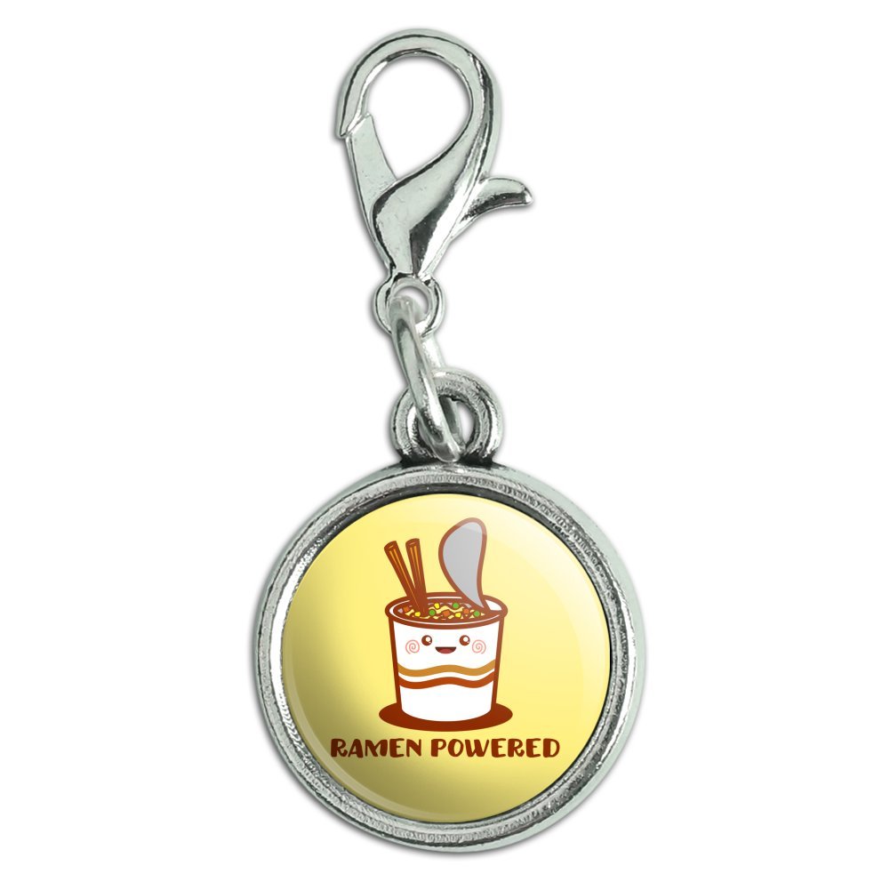 GRAPHICS & MORE Ramen Powered Noodle Soup Chopsticks Antiqued Bracelet Pendant Zipper Pull Charm with Lobster Clasp