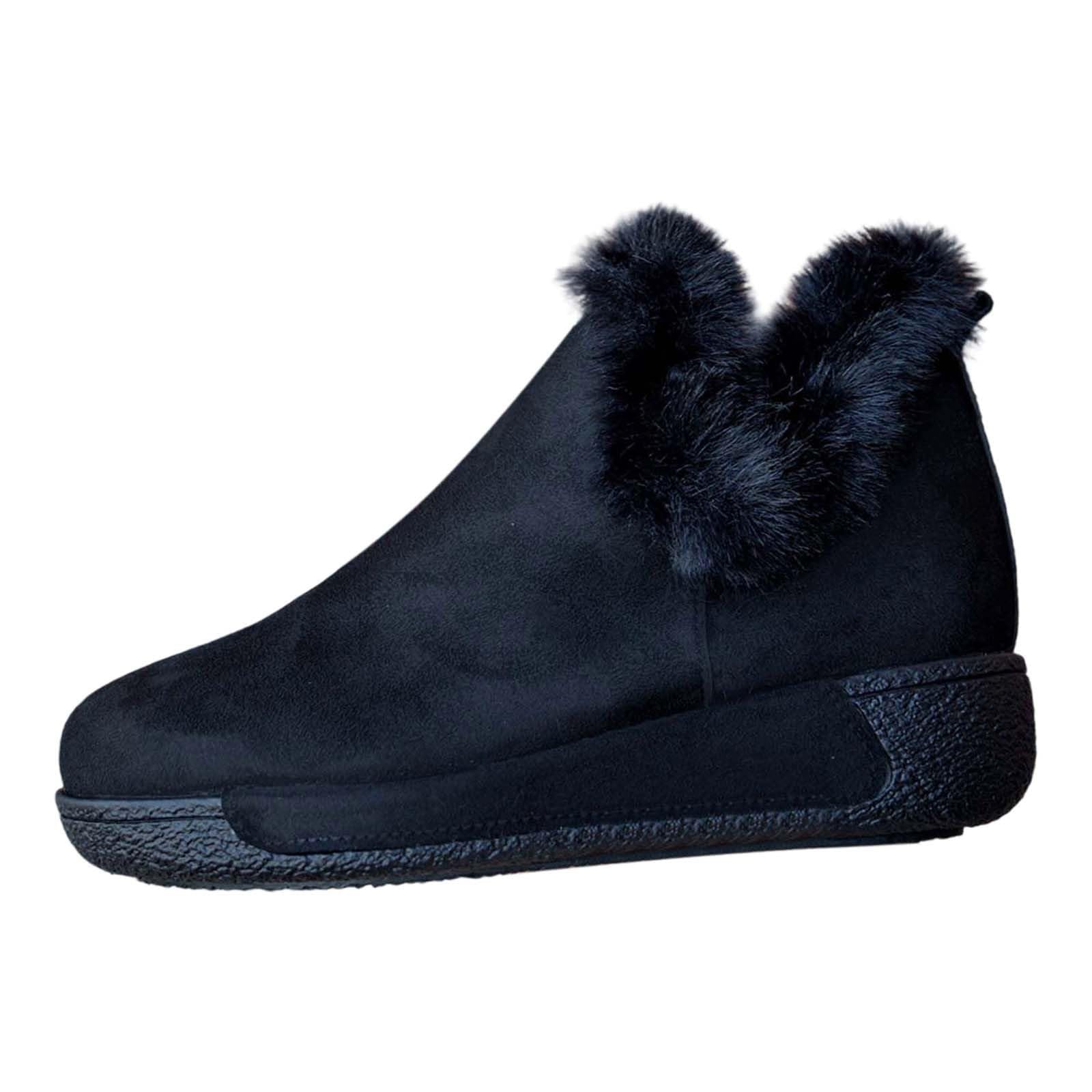Women Slipper Boots Warm Fur Lined Memory Foam Ankle Boots Fuzzy Winter House Bootie Slippers Outdoor Indoor Slip-On