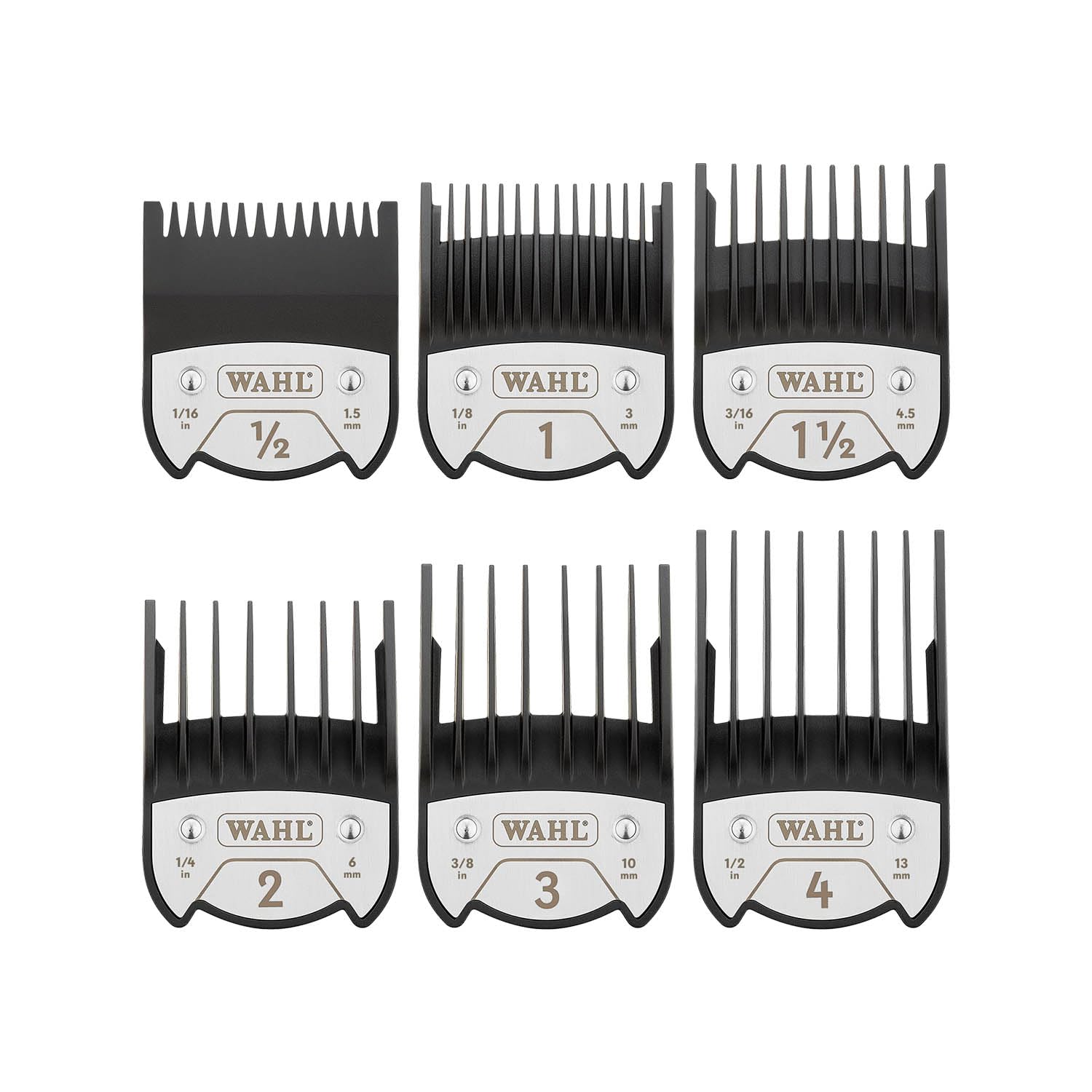 WAHL Premium Magnetic Attachment Combs, #0.5-4, 1.5-13mm, Haarschneidekämme, Aufbewahrungsbox, Aufsätze, Haarschneidemaschinen- und Trimmerzubehör, Schwarz, Kuno, Chromstyle, Genio