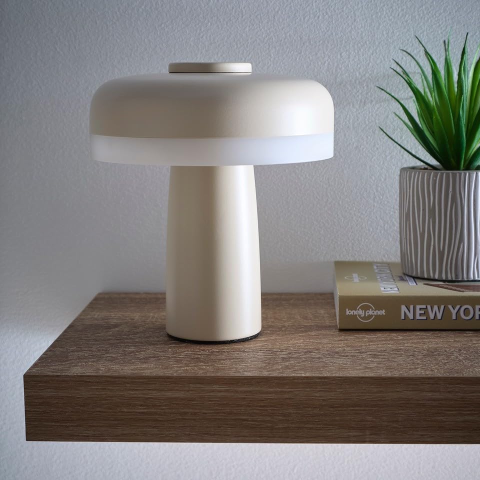 Rechargeable LED Table Lamp with staged dimming in Black, Cream, Light Blue, Green, Ochre, Red and Pink (Cream)