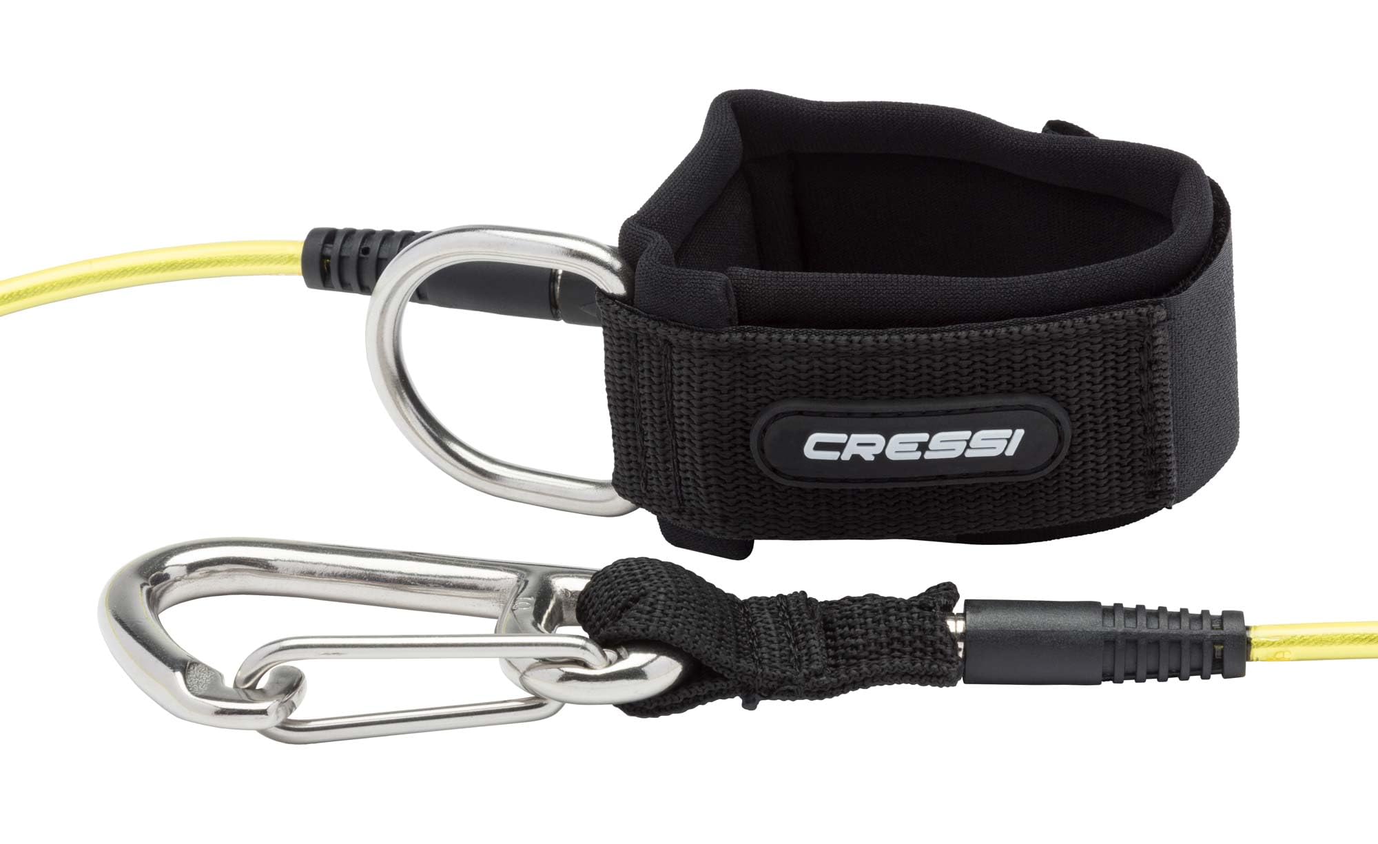 Cressi Freediving Lanyard W/Qr Carabineer - Lanyard designed to be used as a guide during Freediving, Black/Transparent/Silver, One Size, Unisex