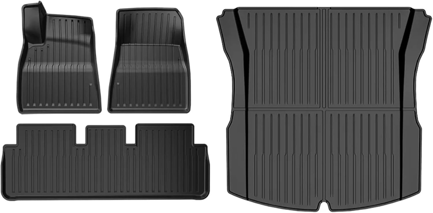 Compatible for Tesla Model 3 Highland TPE Floor Mats, Set Floor Liners 2024 2025 Interior Accessories(Trunk 5pcs)