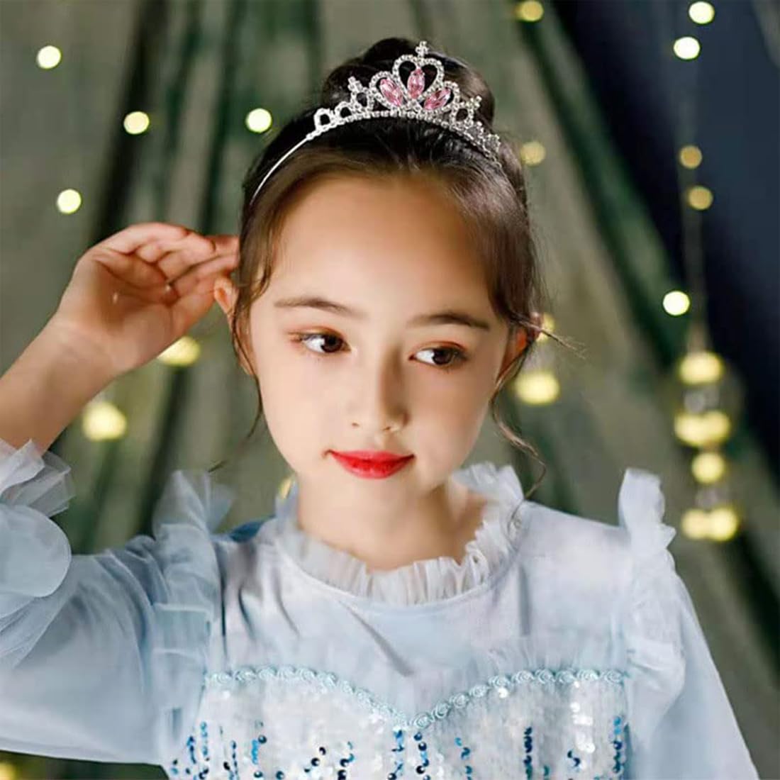 Corona Princesa Niña, 2 Piezas Coronas de Princesas Tocado de Cristal para Niñas Rosas Corona de Princesa para Niños Cumpleaños Azul Accesorios Princesa Corona Adecuado para Niñas de 3-12 años