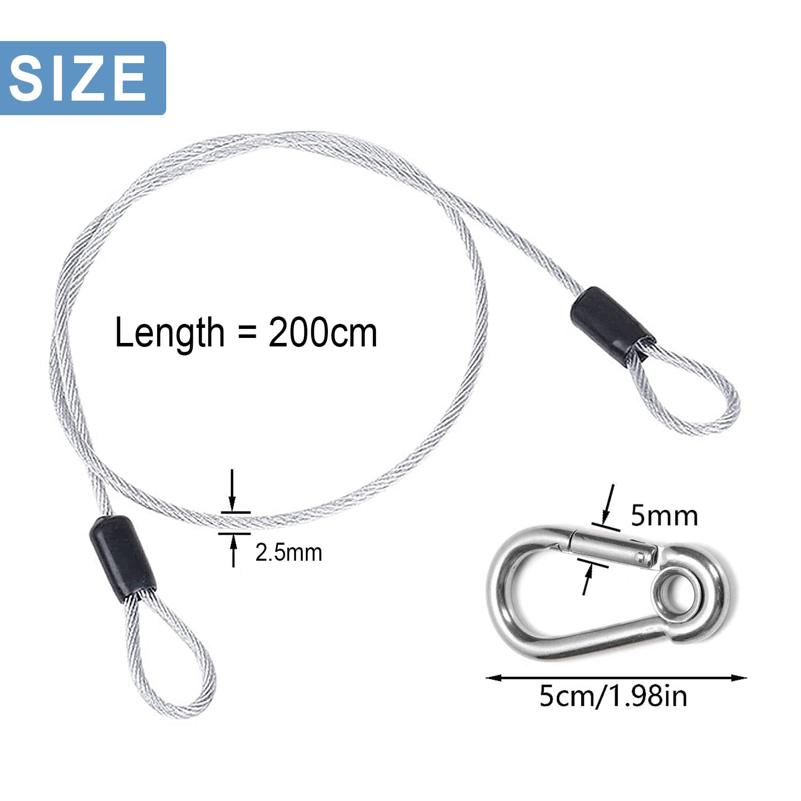 Stahlseil Mit Ösen 5 Stück – 31 Cm Edelstahl, Flexibel, Für Gepäck, Türen, Zäune – Sicherheitskabelschloss Mit Schlaufen