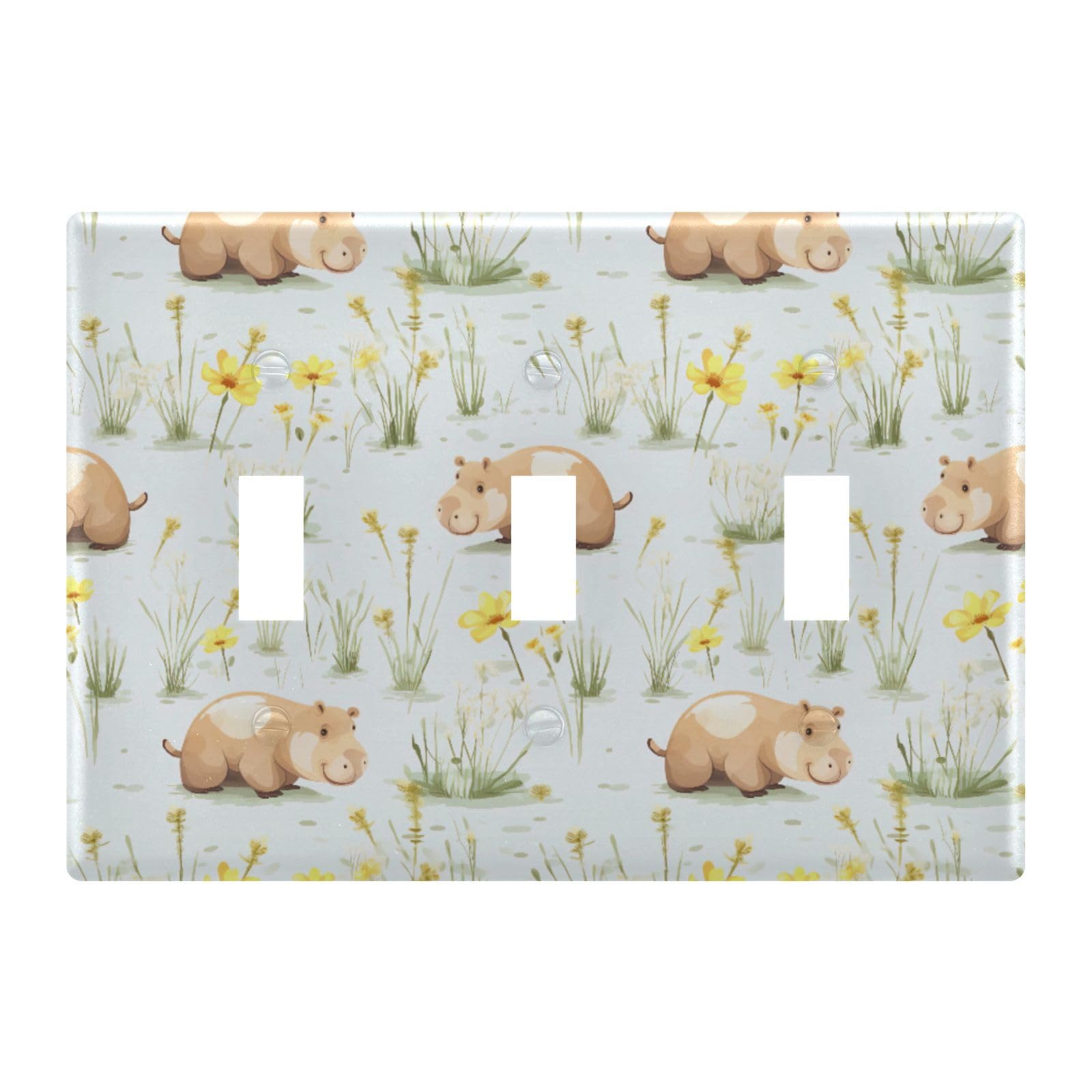 Light Switch Cover Cute Rhino Wall Plates for Electrical Outlets 3 Gang 202a8949