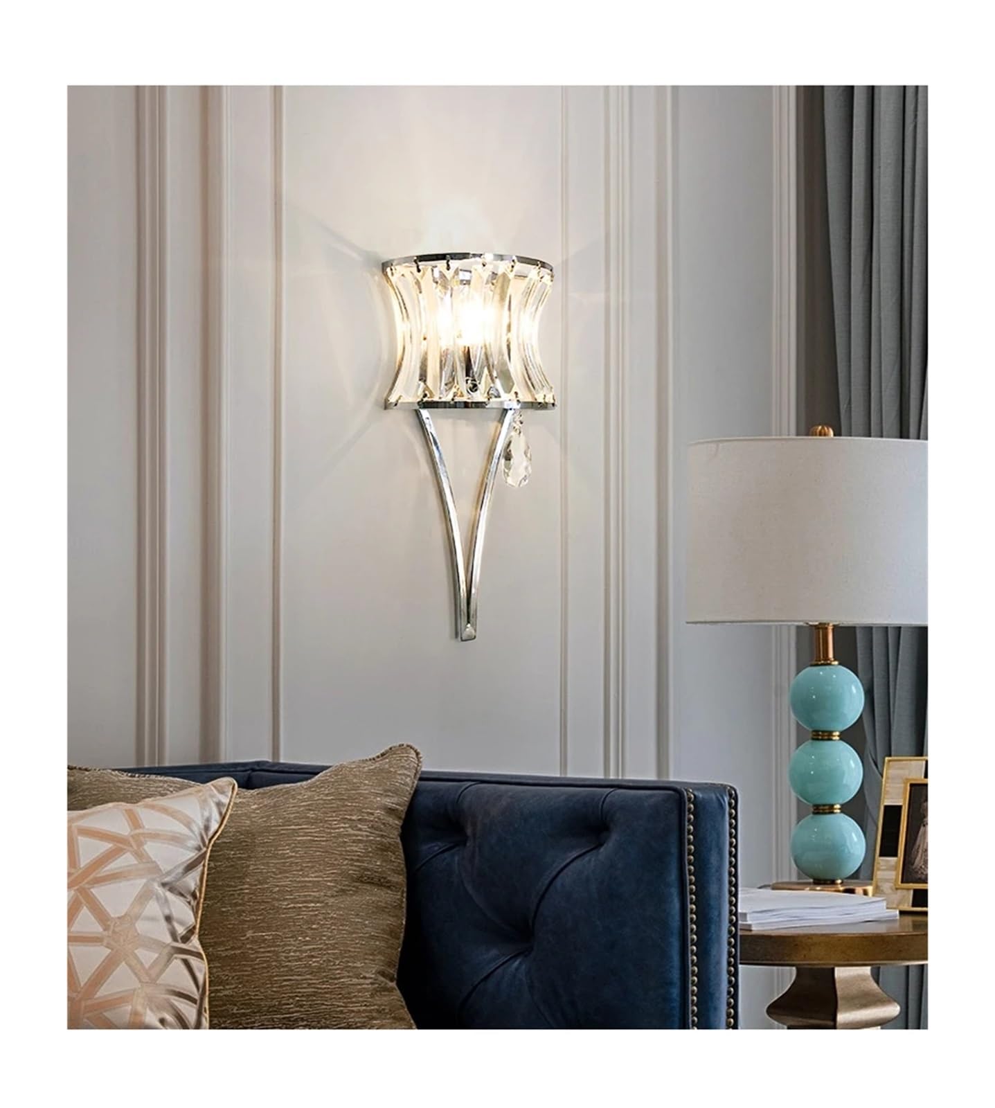 SYAXVOM Simple Crystal Wall lamp Bedroom Living Room Aisle Luxury Bedside TV Background Lamps