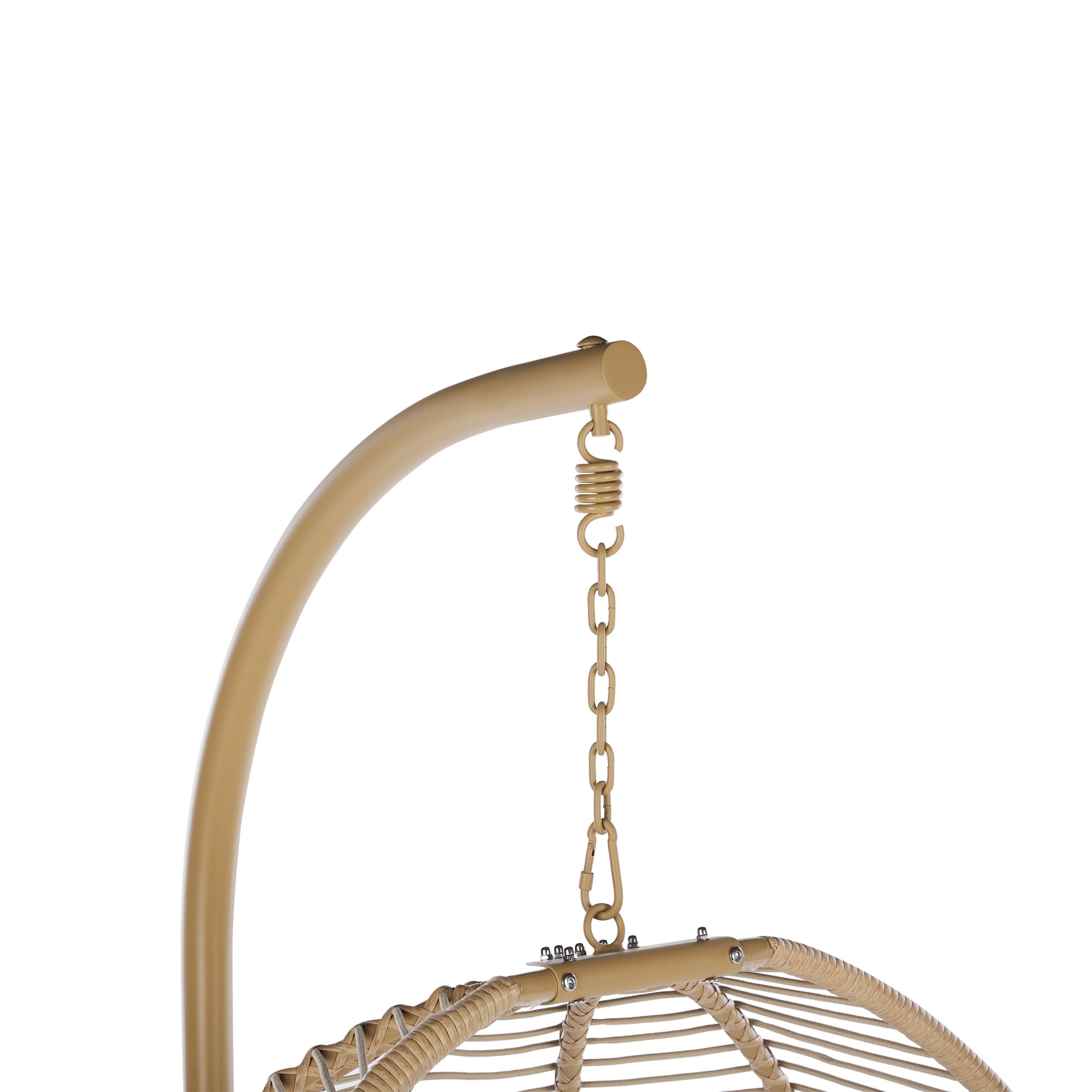 Silla Colgante con Soporte Beige Blanco Metal cojín Sala de Estar Exterior Arco