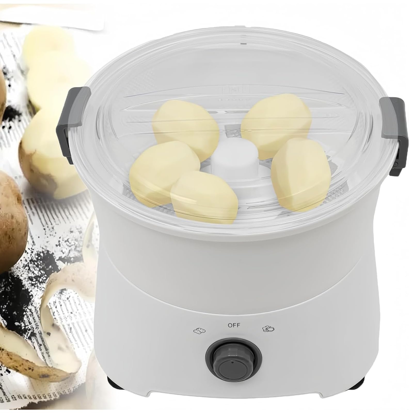Lysdianpu 85w Commercial Electric Potato Peeler, Automatic One-button Potato Peeler Machine, Includes A Vegetable Dehydrating Function, Maximum Capacity 800 G / 2.21 Lbs For Efficient Kitchen Use