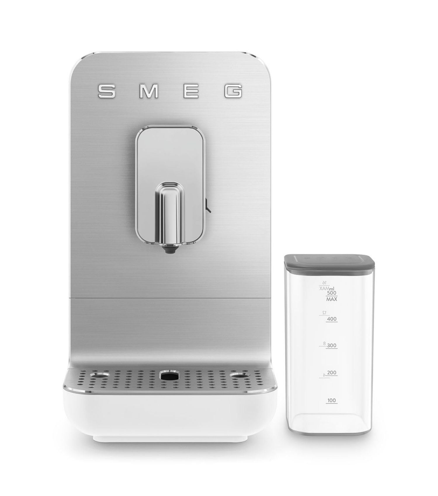 Smeg, Macchina da Caffè Espresso Automatica BCC13WHMEU, Sistema Latte, Macinacaffè Integrato, Sistema Thermoblock, 1,4 L, Cassetto Raccogligocce Rimovibile, Dimensioni Compatte, 1350W, Bianco