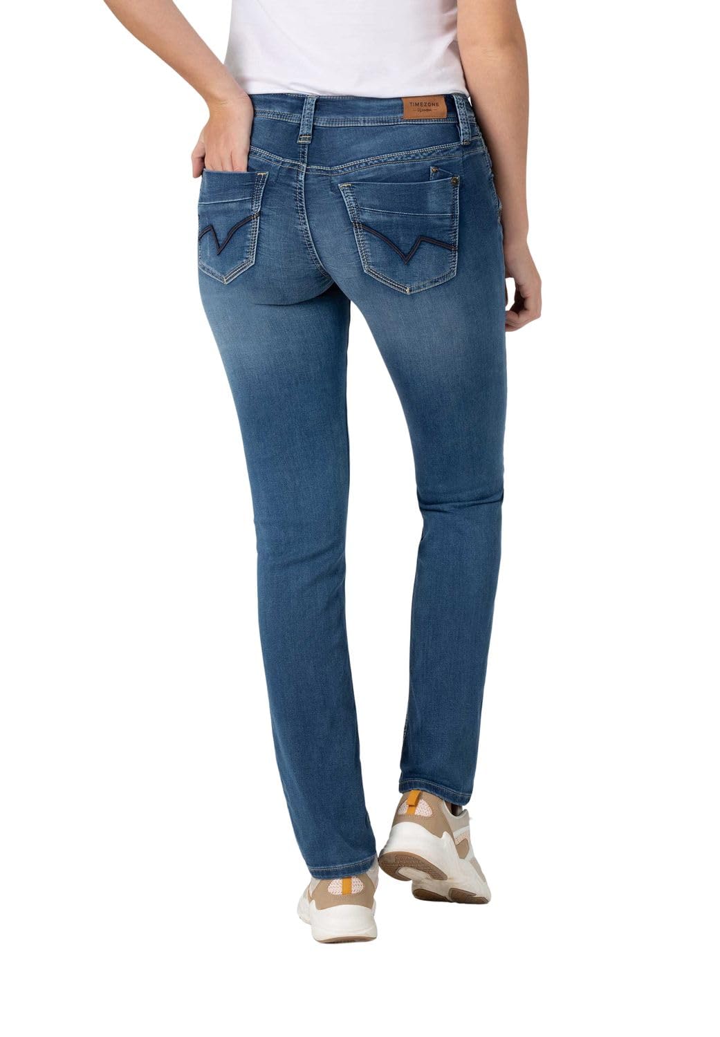 Timezone Damen Jeans Slim TAHILA TZ - Mid Waist - Slim Fit - Blau W25-W33 Stretch