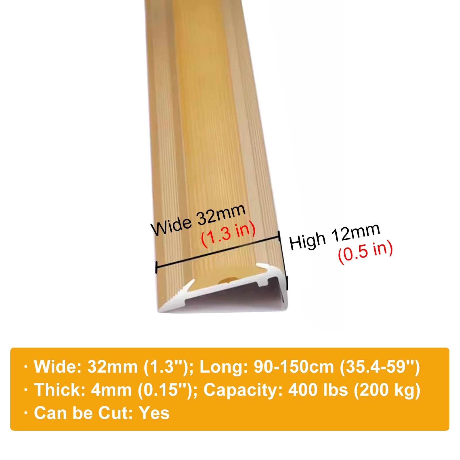 Perfil de transición Tira De Borde De Banda De Rodadura De Escalera Extra Estrecha - Bandas De Rodadura De Barra De Transición De Metal Para Escaleras De Madera Y Mármol ( Color : Length , Size : 120c